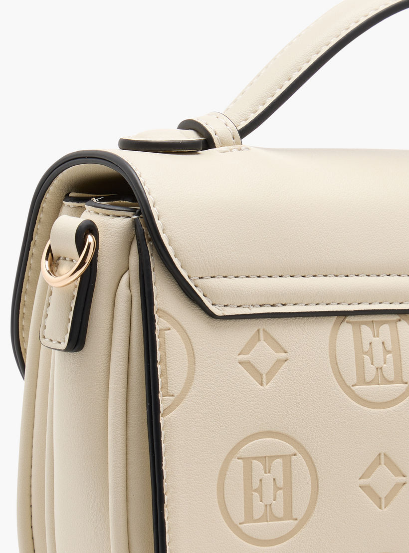 Elle Monogram Embossed Crossbody Bag with Detachable Strap and Flap Closure-women-bagsandwallets-handbags-image-5