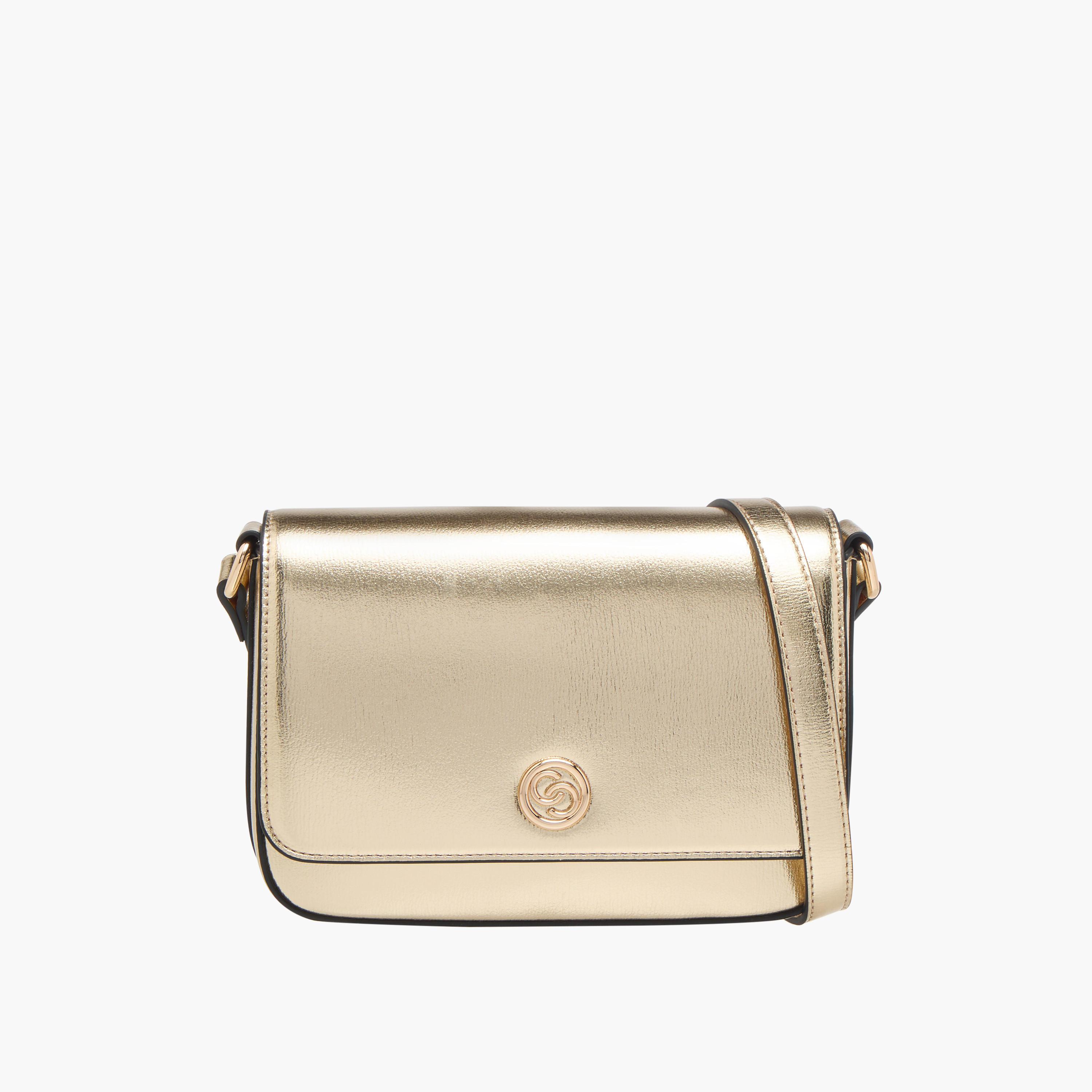Celeste Metallic Crossbody Bag with Flap Closure and Adjustable Strap-women-bagsandwallets-handbags-image-1