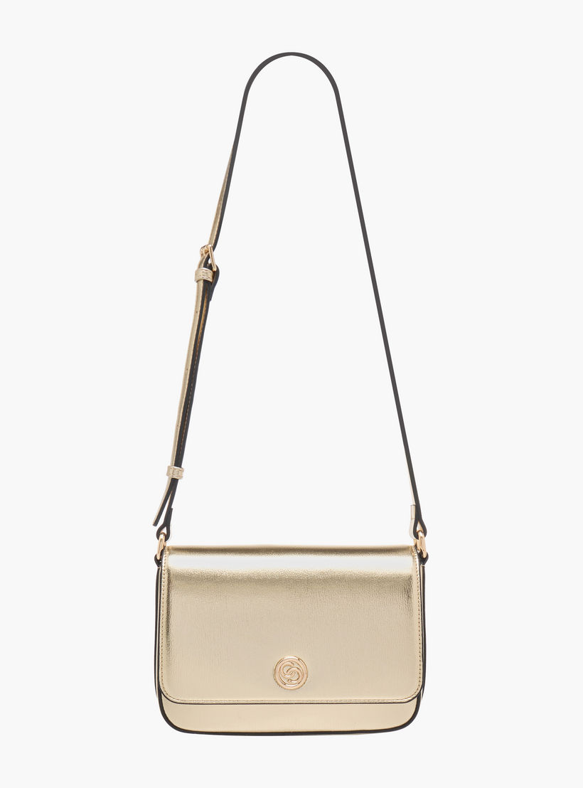 Celeste Metallic Crossbody Bag with Flap Closure and Adjustable Strap-women-bagsandwallets-handbags-image-3