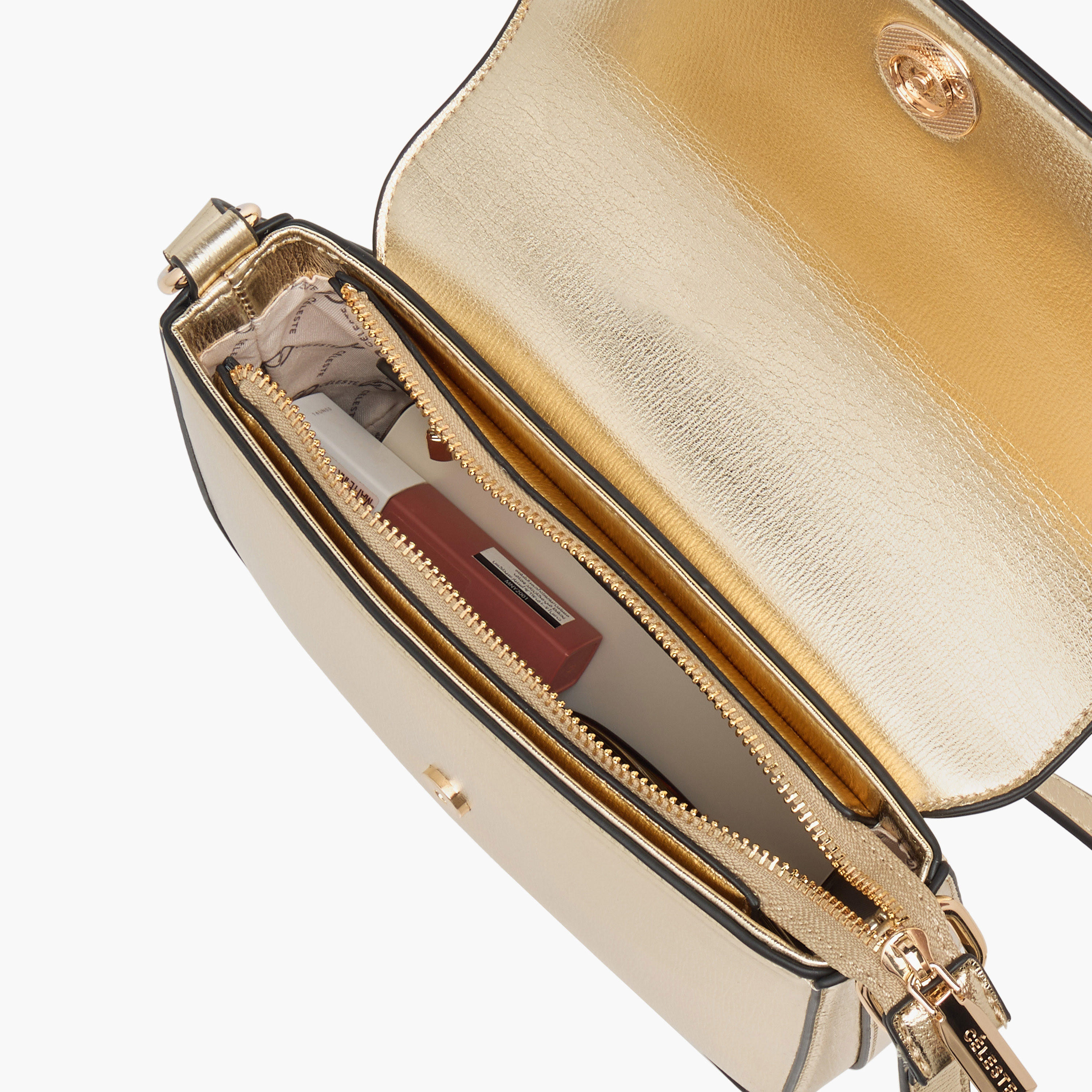Celeste Metallic Crossbody Bag with Flap Closure and Adjustable Strap-women-bagsandwallets-handbags-image-8