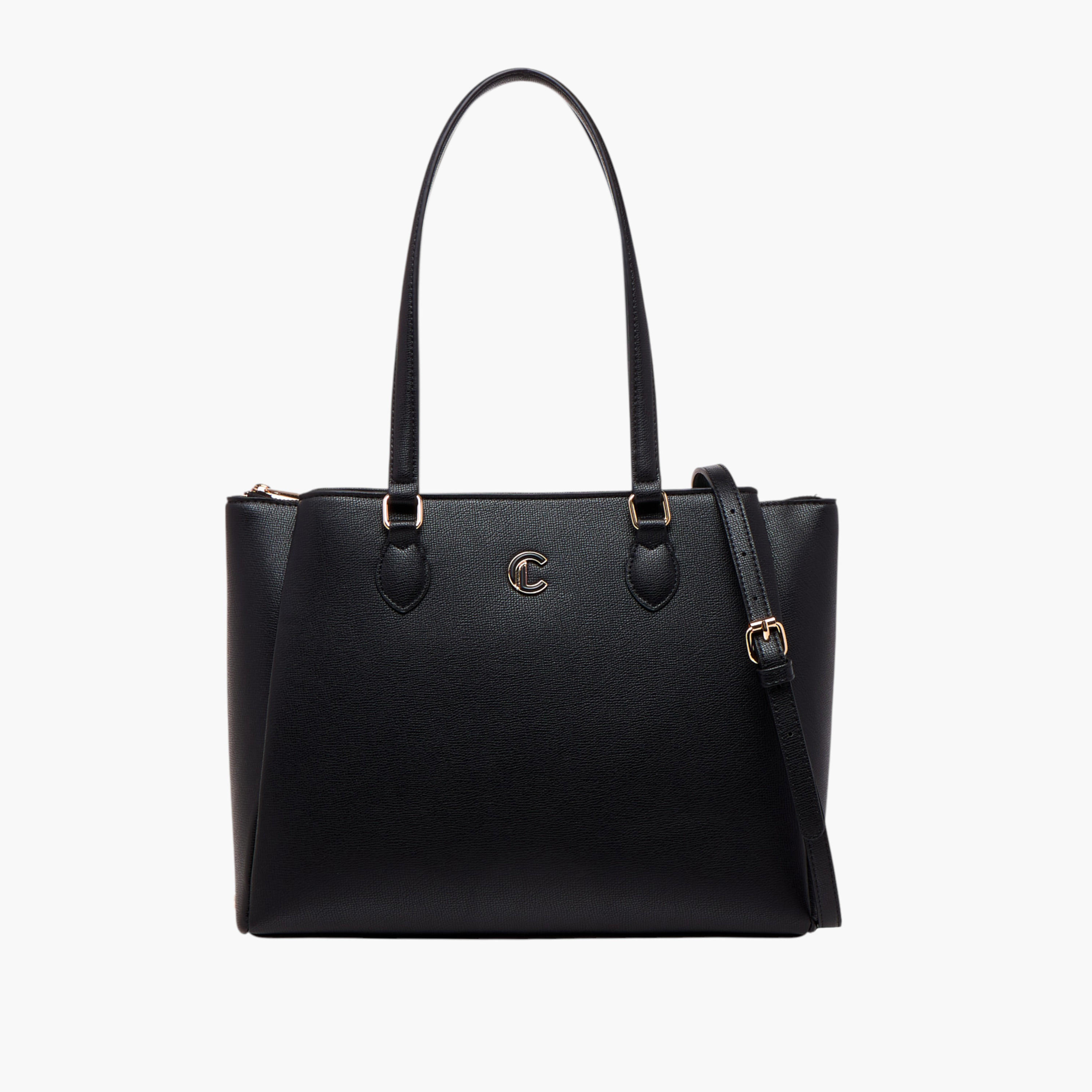 Le Confort Solid Tote Bag with Detachable Strap and Zip Closure-women-bagsandwallets-handbags-image-1
