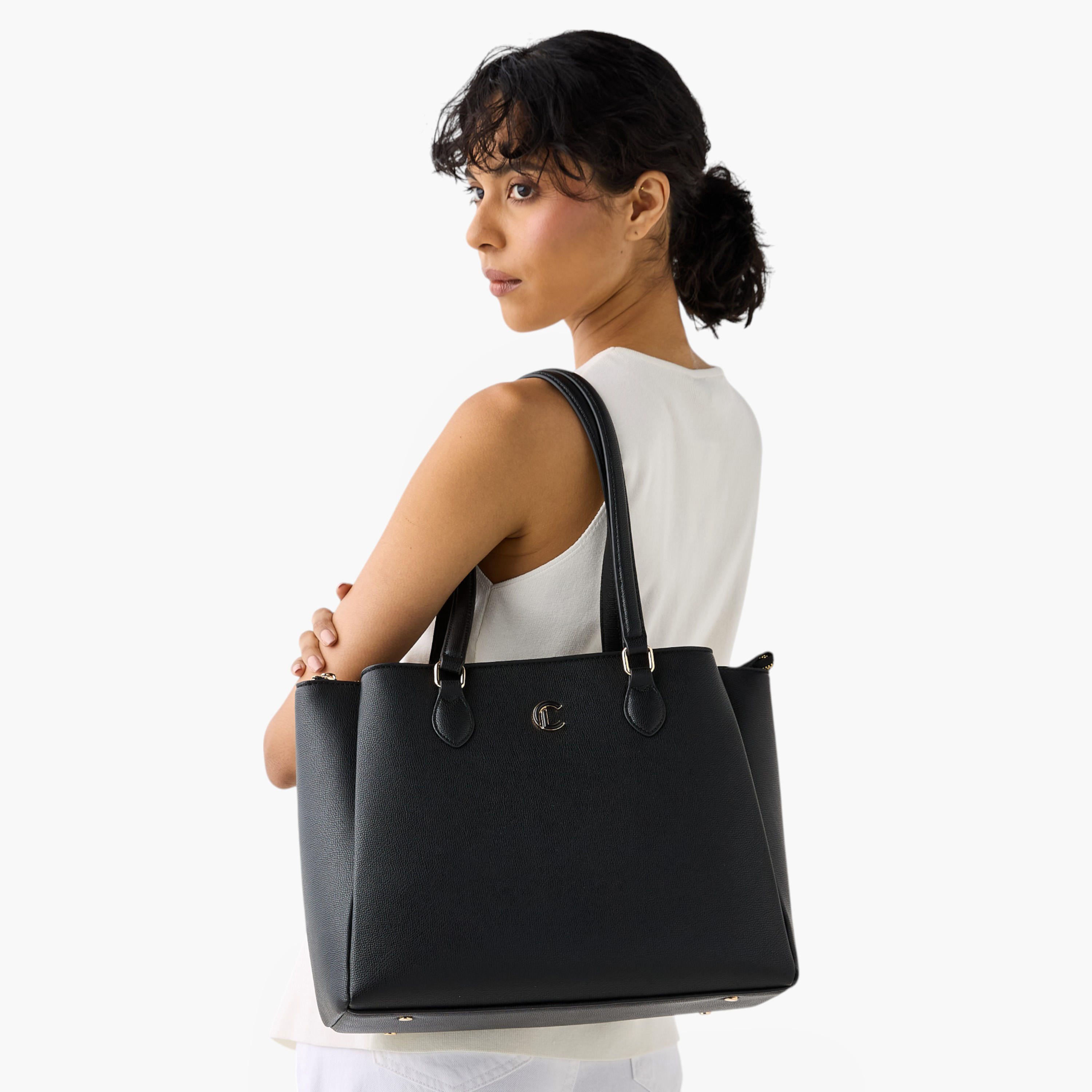Le Confort Solid Tote Bag with Detachable Strap and Zip Closure-women-bagsandwallets-handbags-image-2