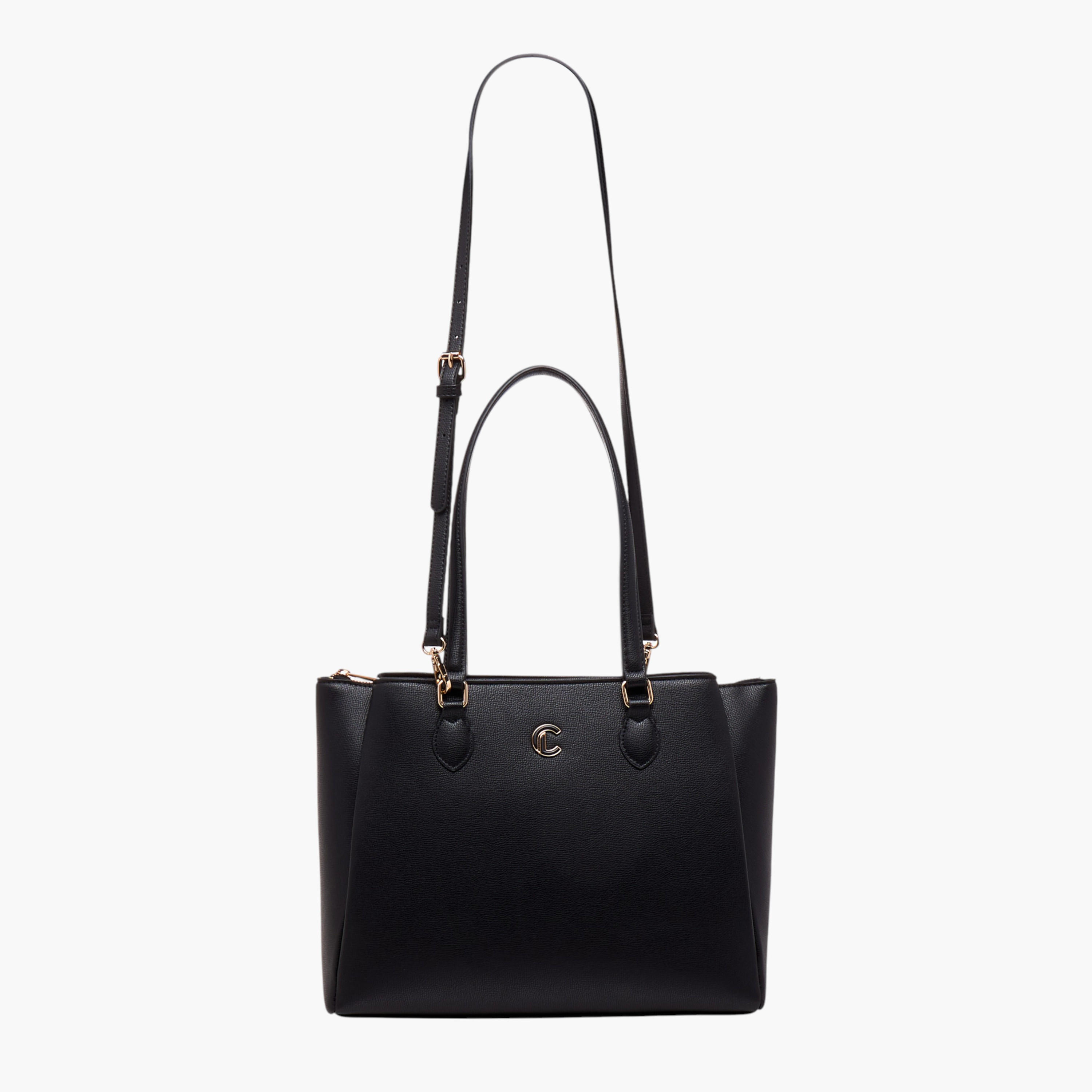 Le Confort Solid Tote Bag with Detachable Strap and Zip Closure-women-bagsandwallets-handbags-image-3