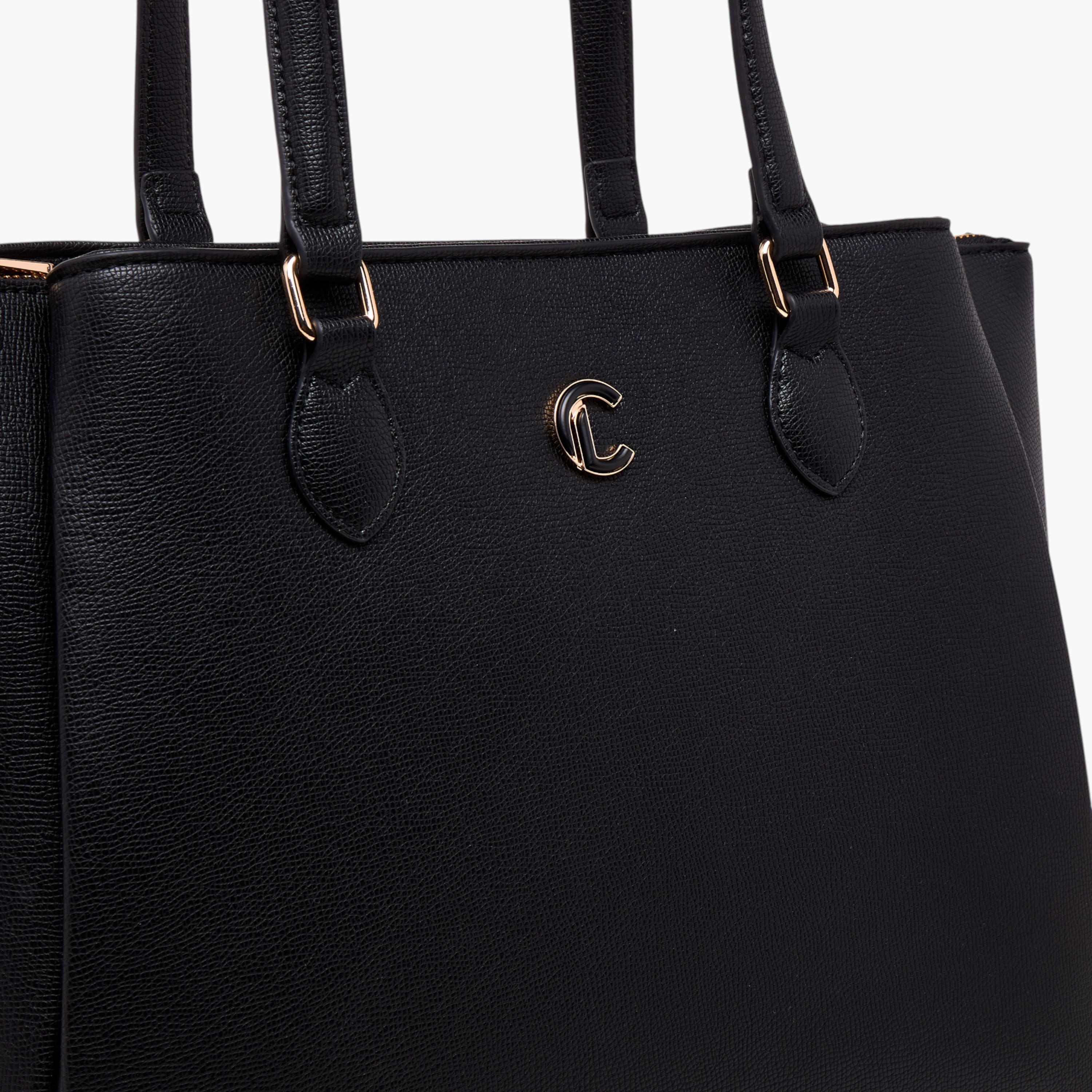 Le Confort Solid Tote Bag with Detachable Strap and Zip Closure-women-bagsandwallets-handbags-image-5
