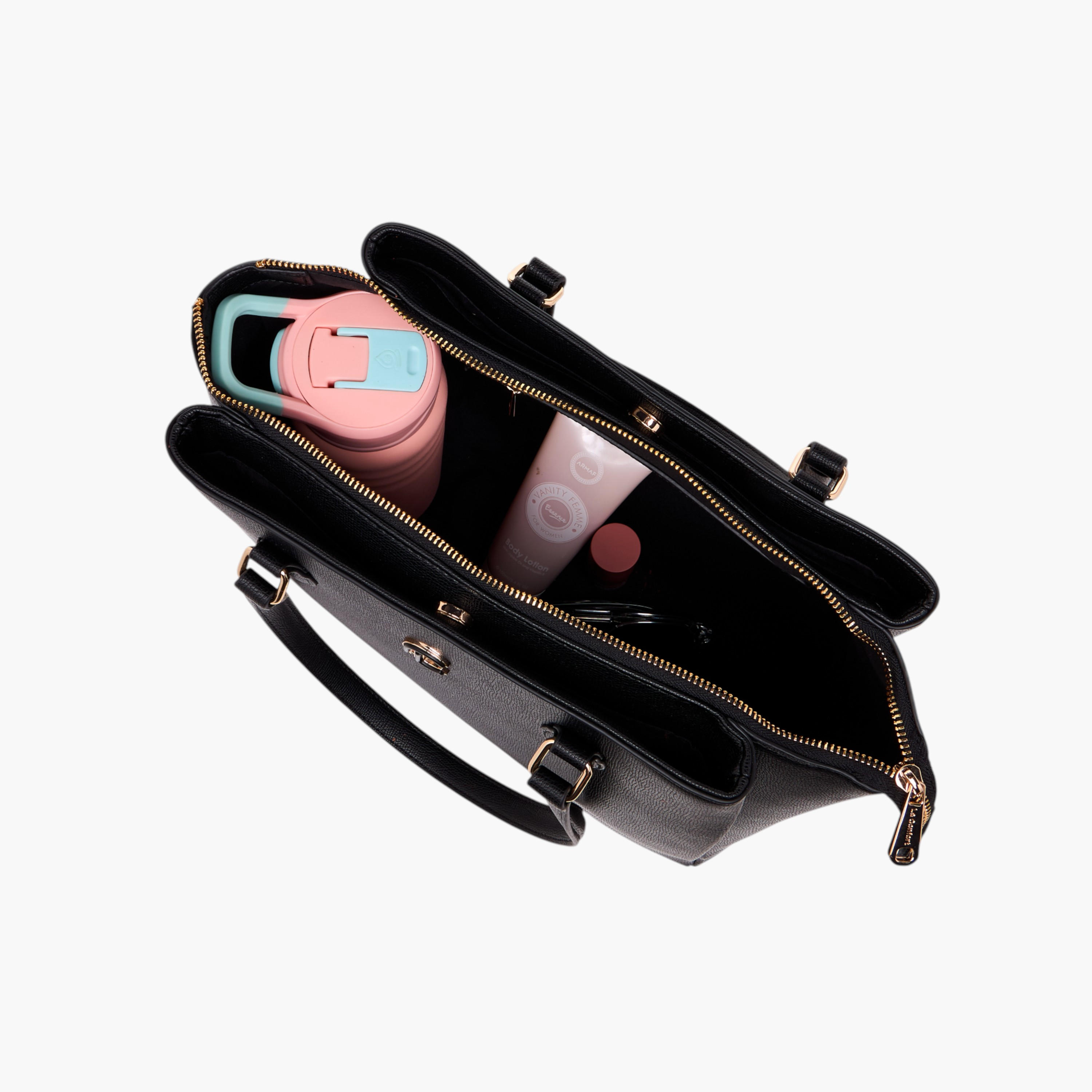 Le Confort Solid Tote Bag with Detachable Strap and Zip Closure-women-bagsandwallets-handbags-image-8