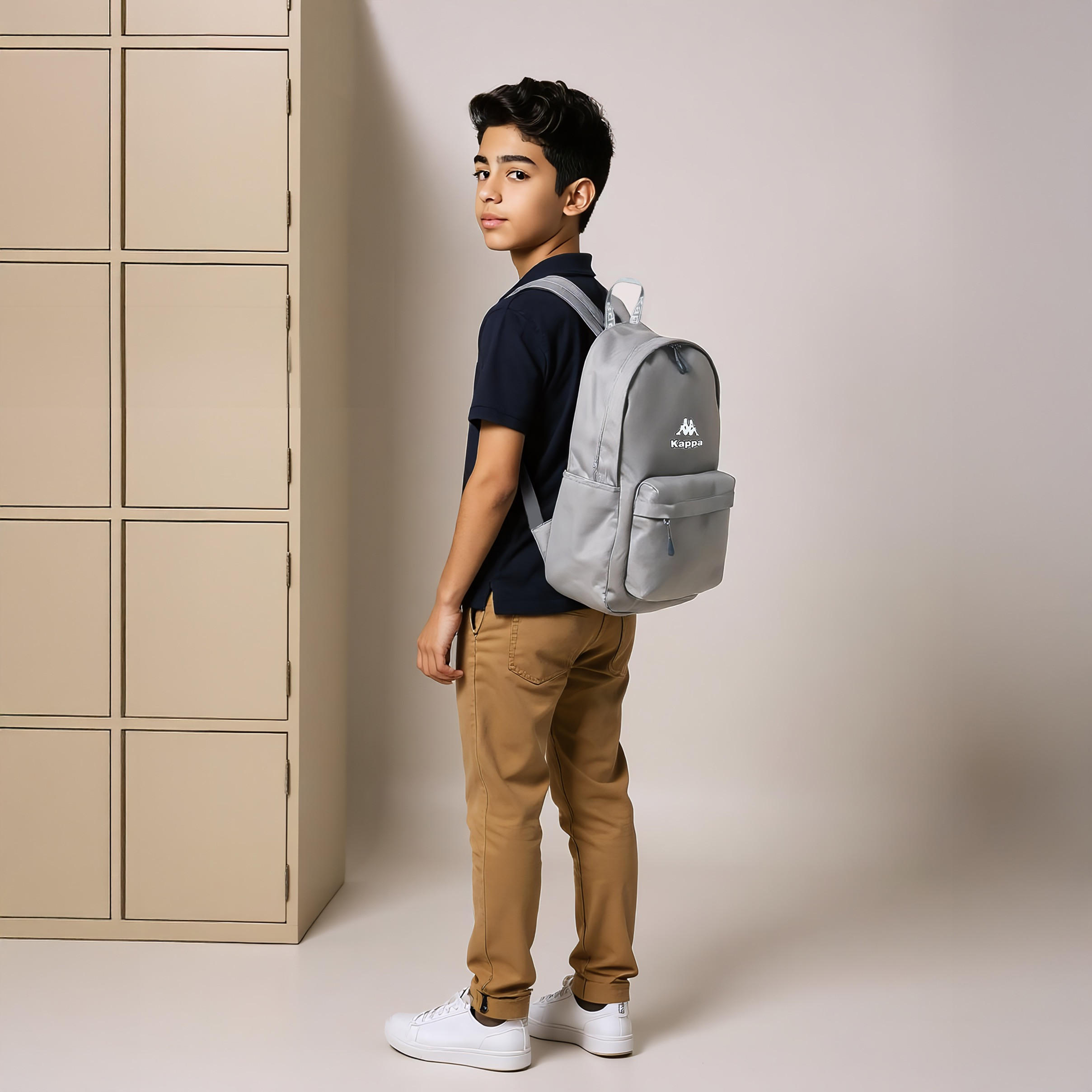 Kappa Logo Print School Backpack with Zip Closure and Adjustable Strap - 29x15x42 cm-school-bagsandbackpacks-backpacks-image-2