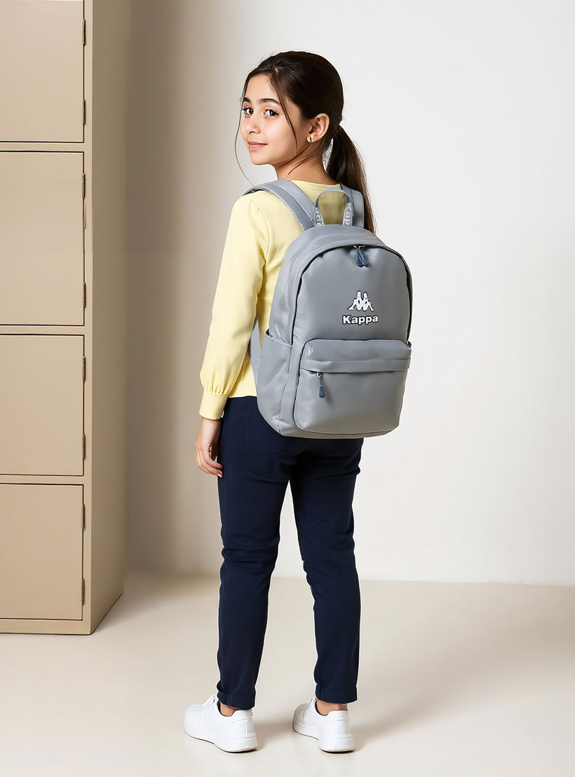Kappa Logo Print School Backpack with Zip Closure and Adjustable Strap - 29x15x42 cm-school-bagsandbackpacks-backpacks-image-3