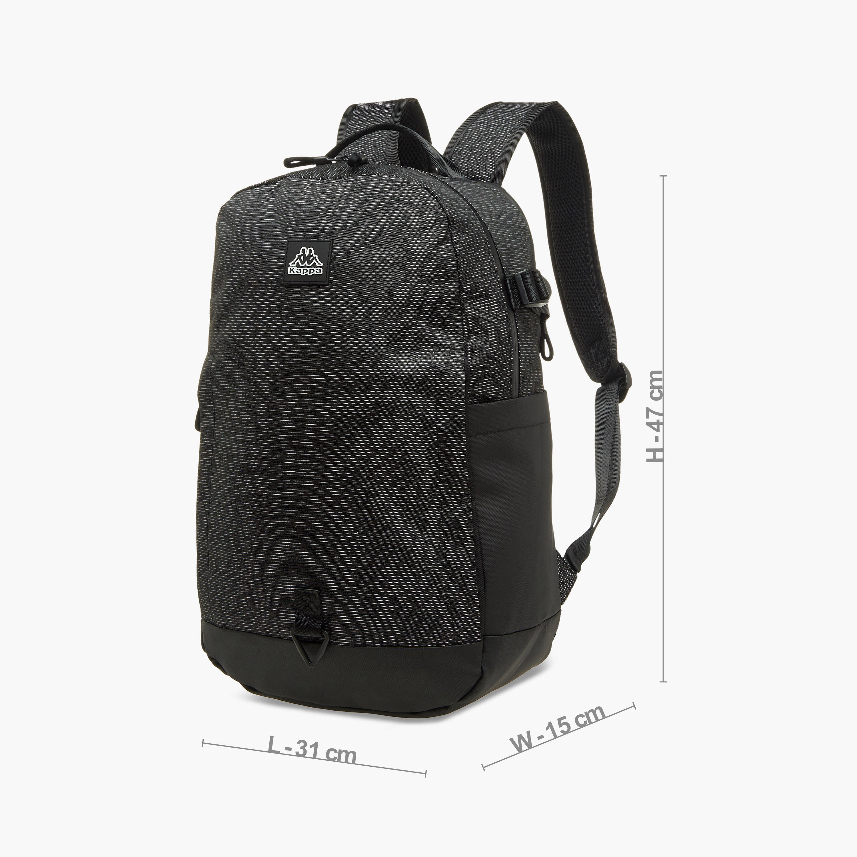 Kappa Logo Applique School Backpack with Zip Closure - 15x31x47 cm-school-bagsandbackpacks-backpacks-image-4