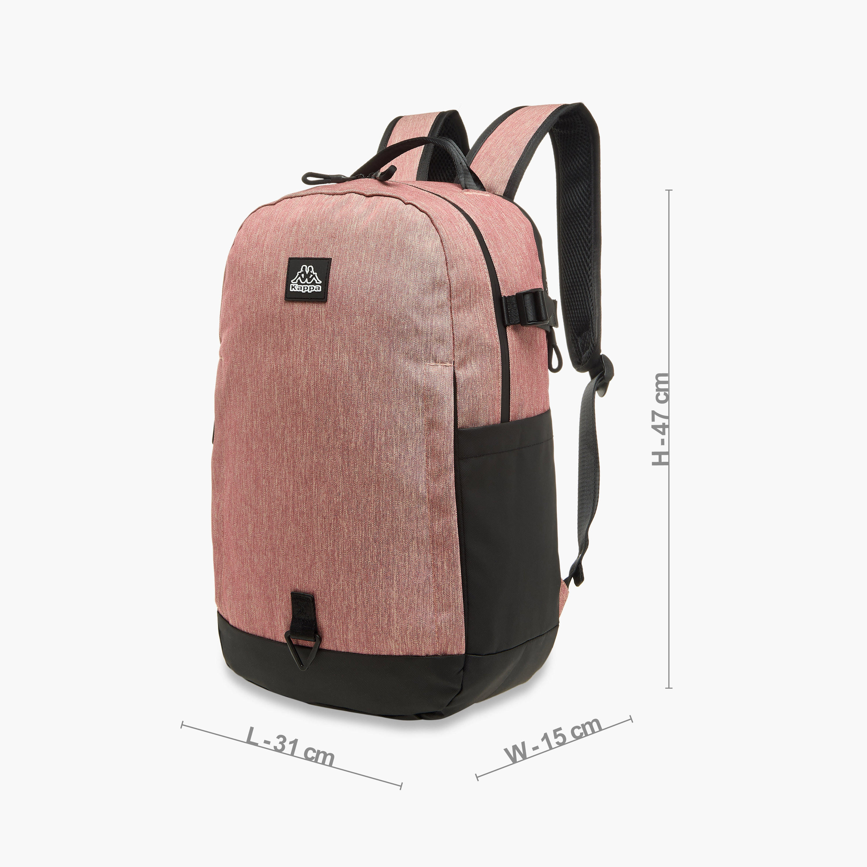 Kappa Logo Applique School Backpack with Zip Closure - 15x31x47 cm-school-bagsandbackpacks-backpacks-image-2