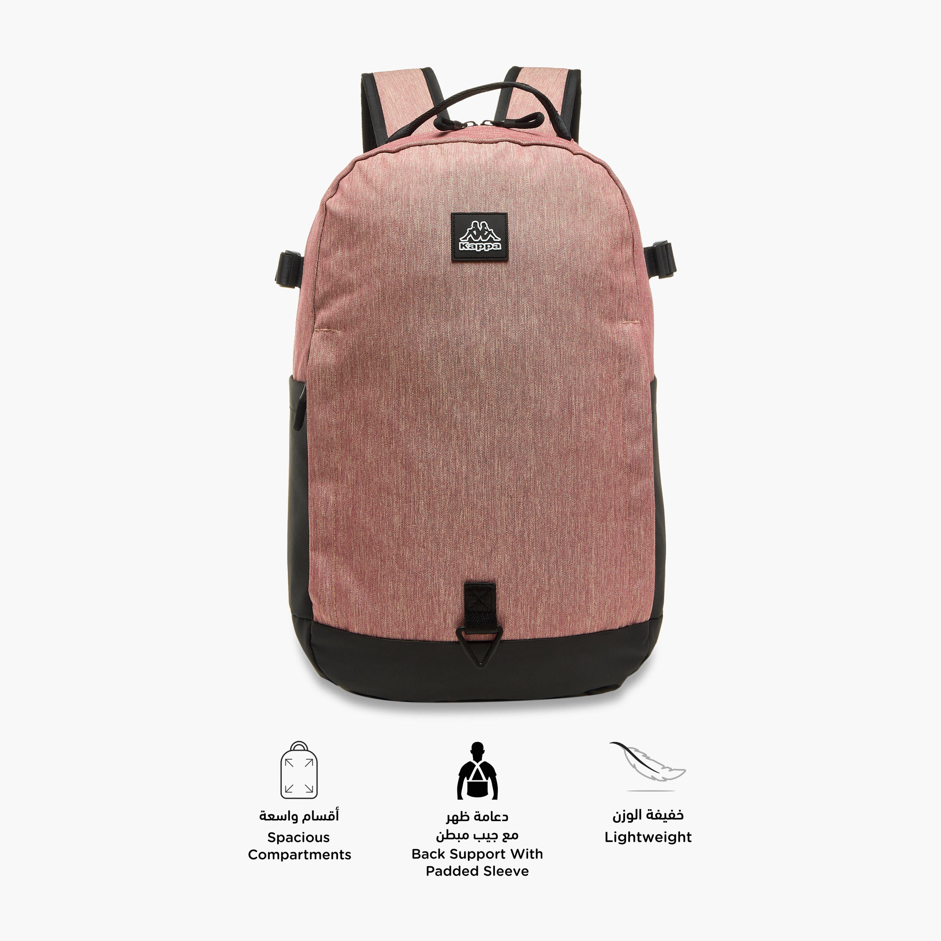 Kappa Logo Applique School Backpack with Zip Closure - 15x31x47 cm-school-bagsandbackpacks-backpacks-image-4
