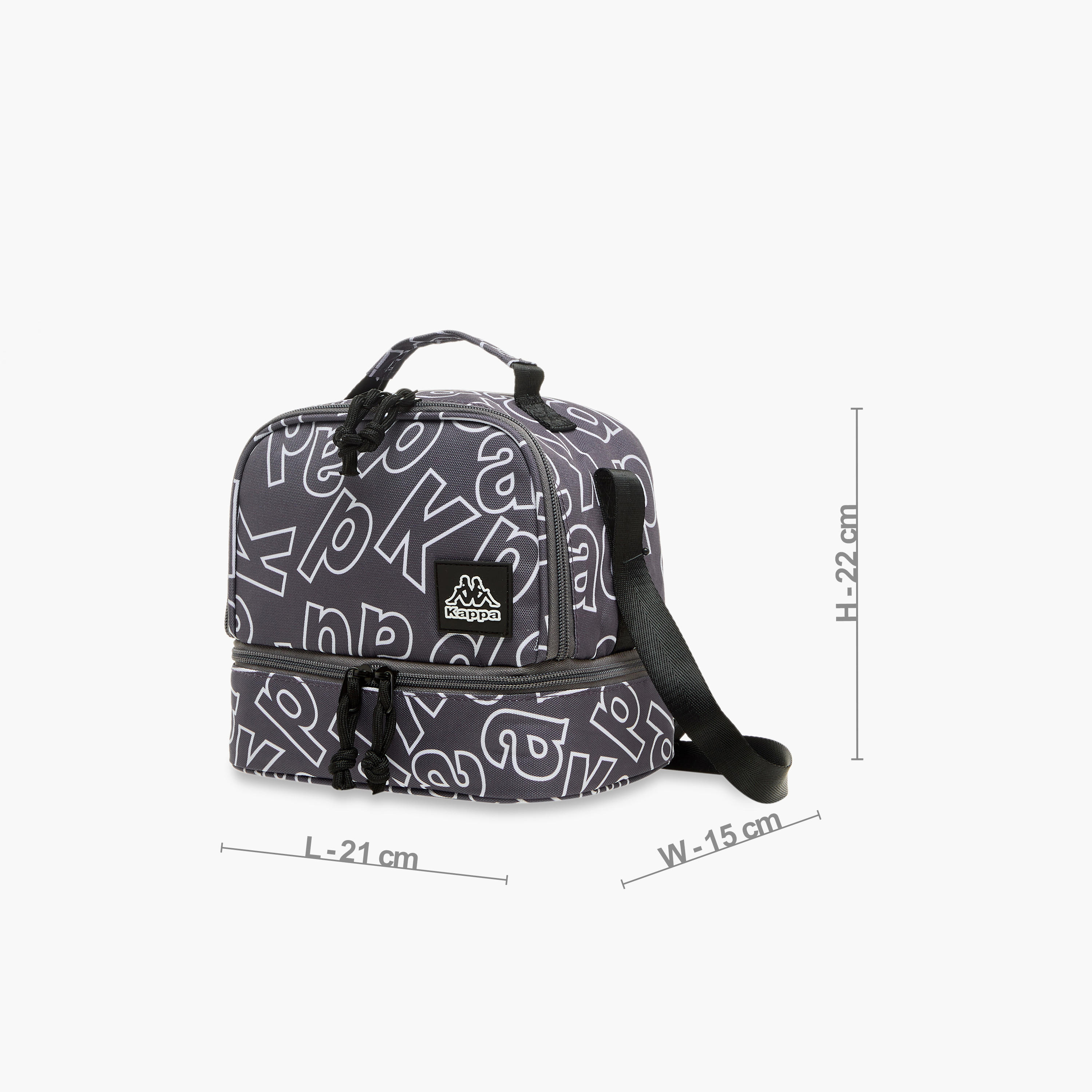 Kappa Logo Applique Lunch Bag with Adjustable Strap and Zip Closure-school-lunchessentials-lunchbags-image-2