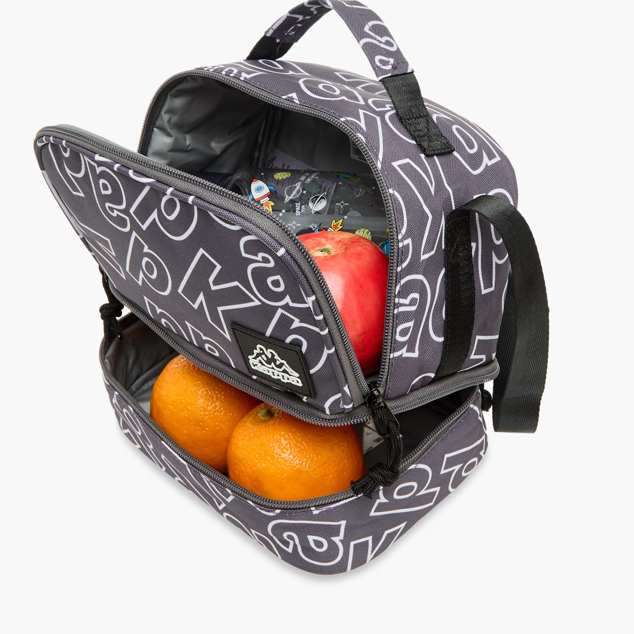 Kappa Logo Applique Lunch Bag with Adjustable Strap and Zip Closure-school-lunchessentials-lunchbags-image-7