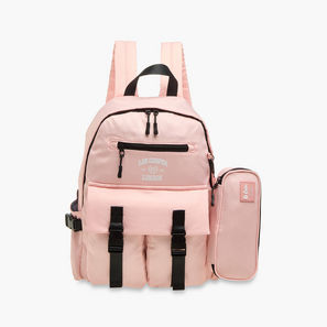 Lee Cooper Logo Print School Backpack and Pencil Pouch set-school-image-1