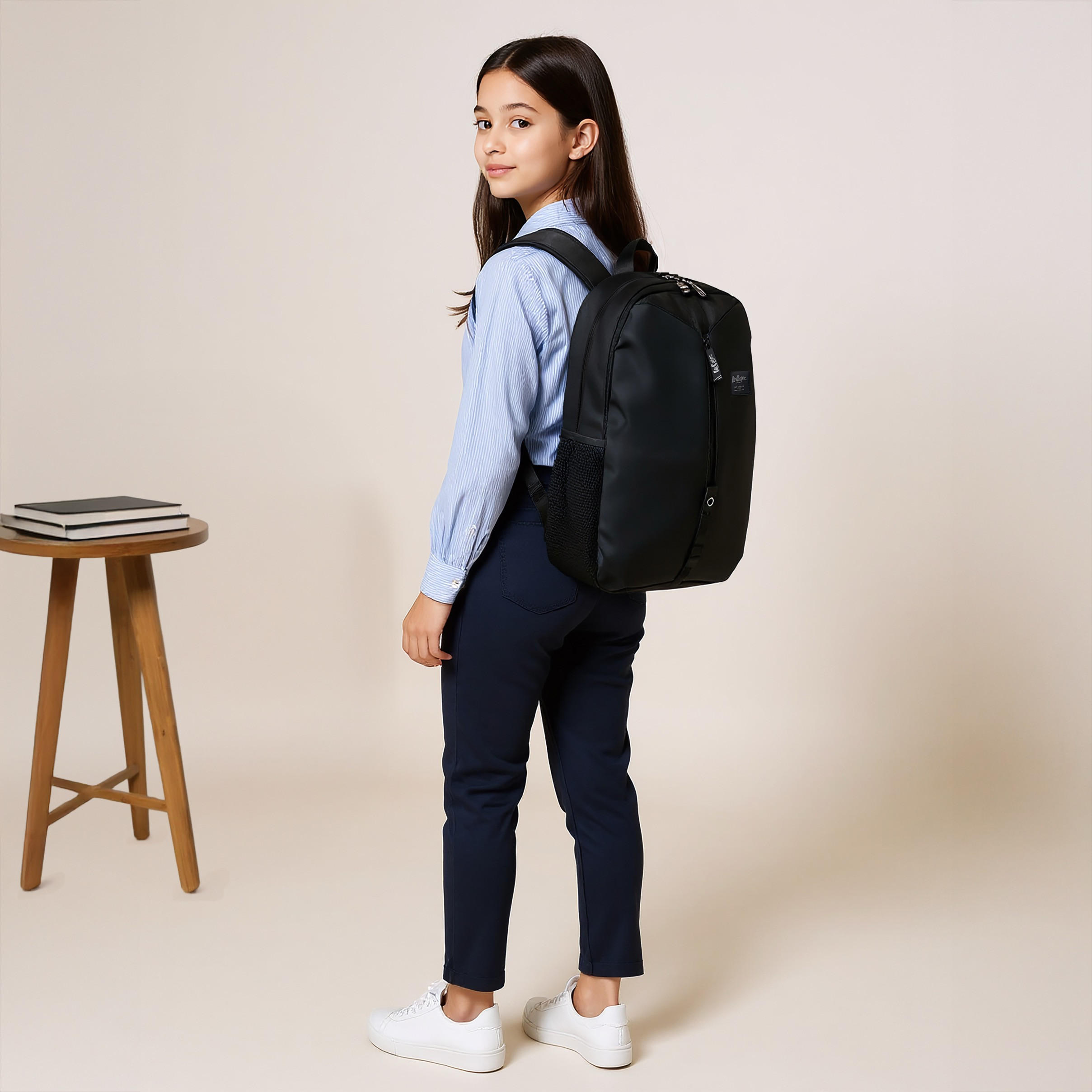 Lee Cooper Logo Detail School Backpack with Adjustable Shoulder Straps - 15x50x33 cm-boys-accessories-bagsandbackpacks-image-2