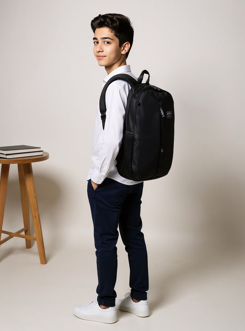 Lee Cooper Logo Detail School Backpack with Adjustable Shoulder Straps - 15x50x33 cm-boys-accessories-bagsandbackpacks-image-3