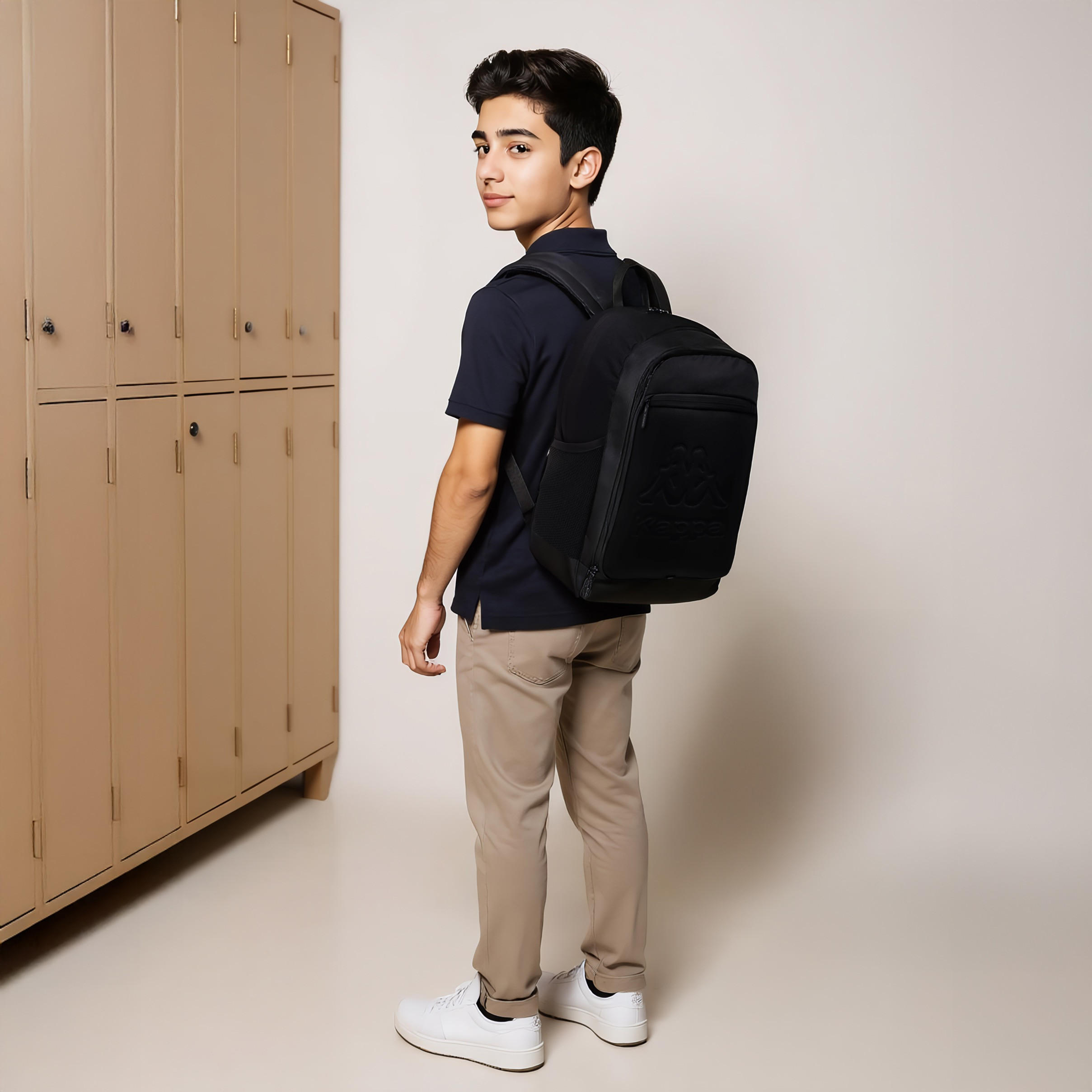 Kappa Logo Embossed School Backpack with Adjustable Straps and Zip Closure - 13x32x47 cm-boys-accessories-bagsandbackpacks-image-2