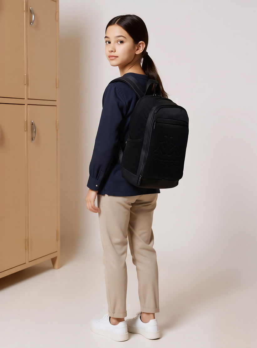 Kappa Logo Embossed School Backpack with Adjustable Straps and Zip Closure - 13x32x47 cm-boys-accessories-bagsandbackpacks-image-3
