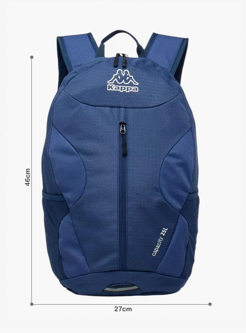 Kappa Logo Print Backpack with Adjustable Straps and Zip Closure - 16x46x27 cm-travel-luggagesandbags-backpacks-image-2