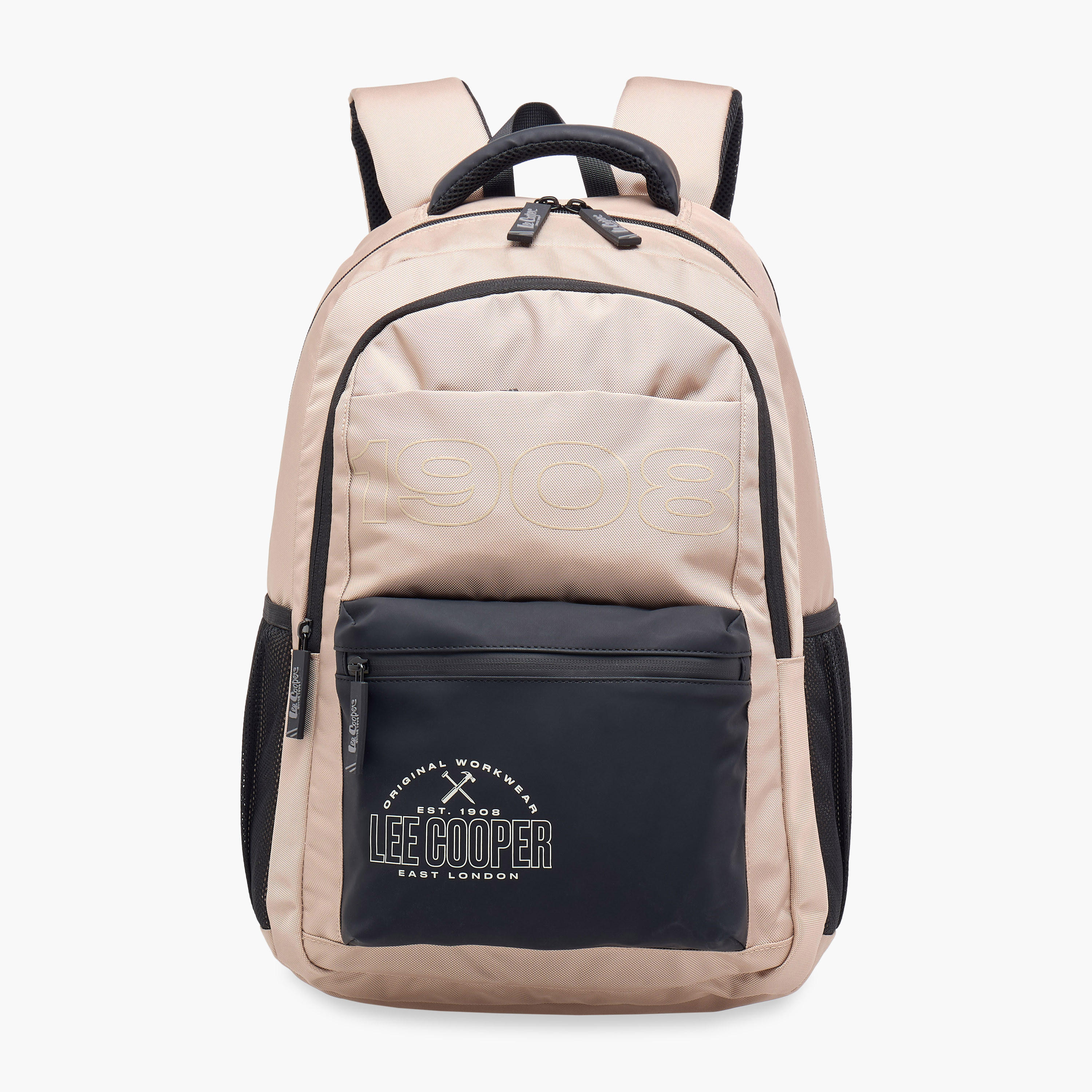 Lee Cooper Logo Print School Backpack with Adjustable Straps and Zip Closure - 18x33x47 cm-school-bagsandbackpacks-backpacks-image-1