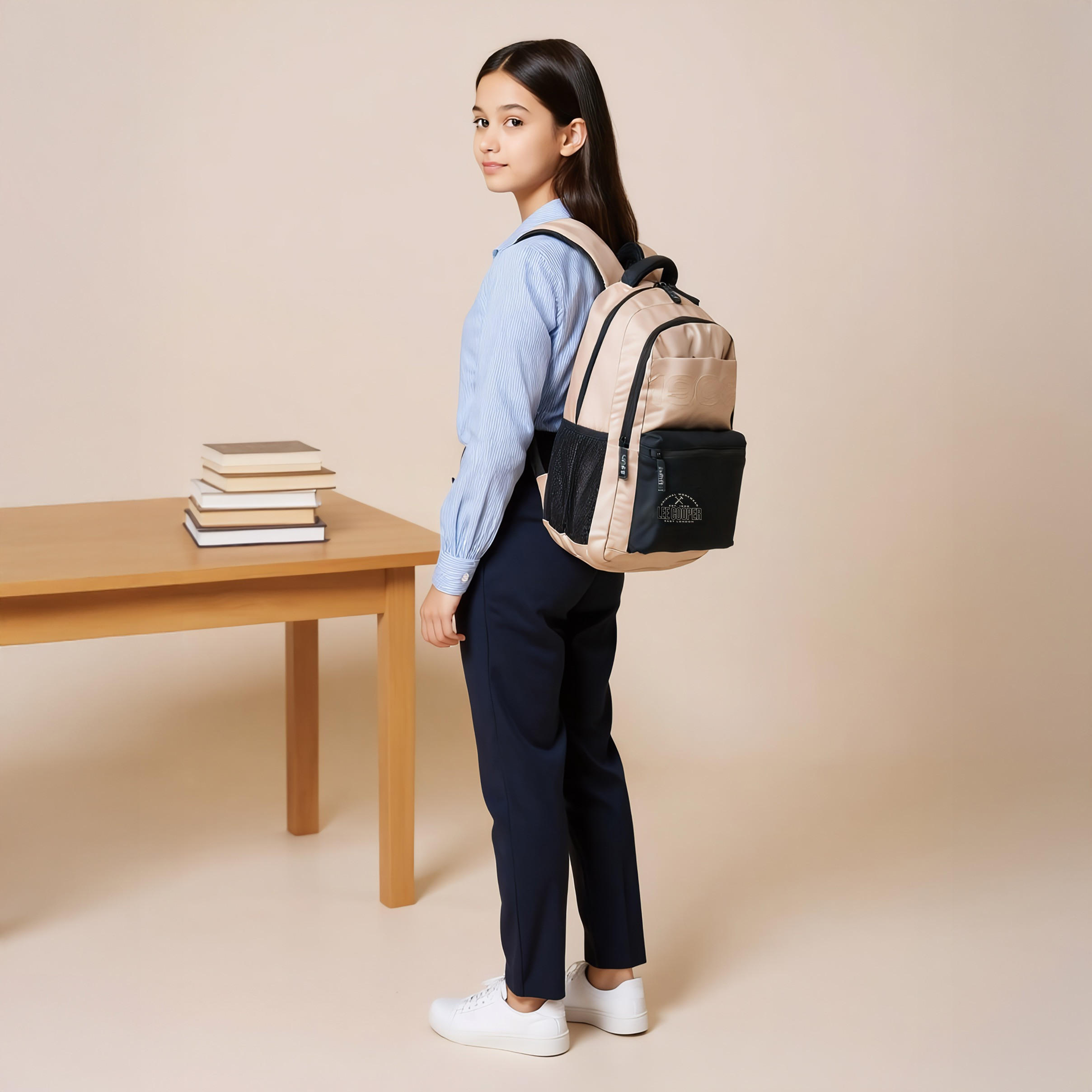 Lee Cooper Logo Print School Backpack with Adjustable Straps and Zip Closure - 18x33x47 cm-school-bagsandbackpacks-backpacks-image-2