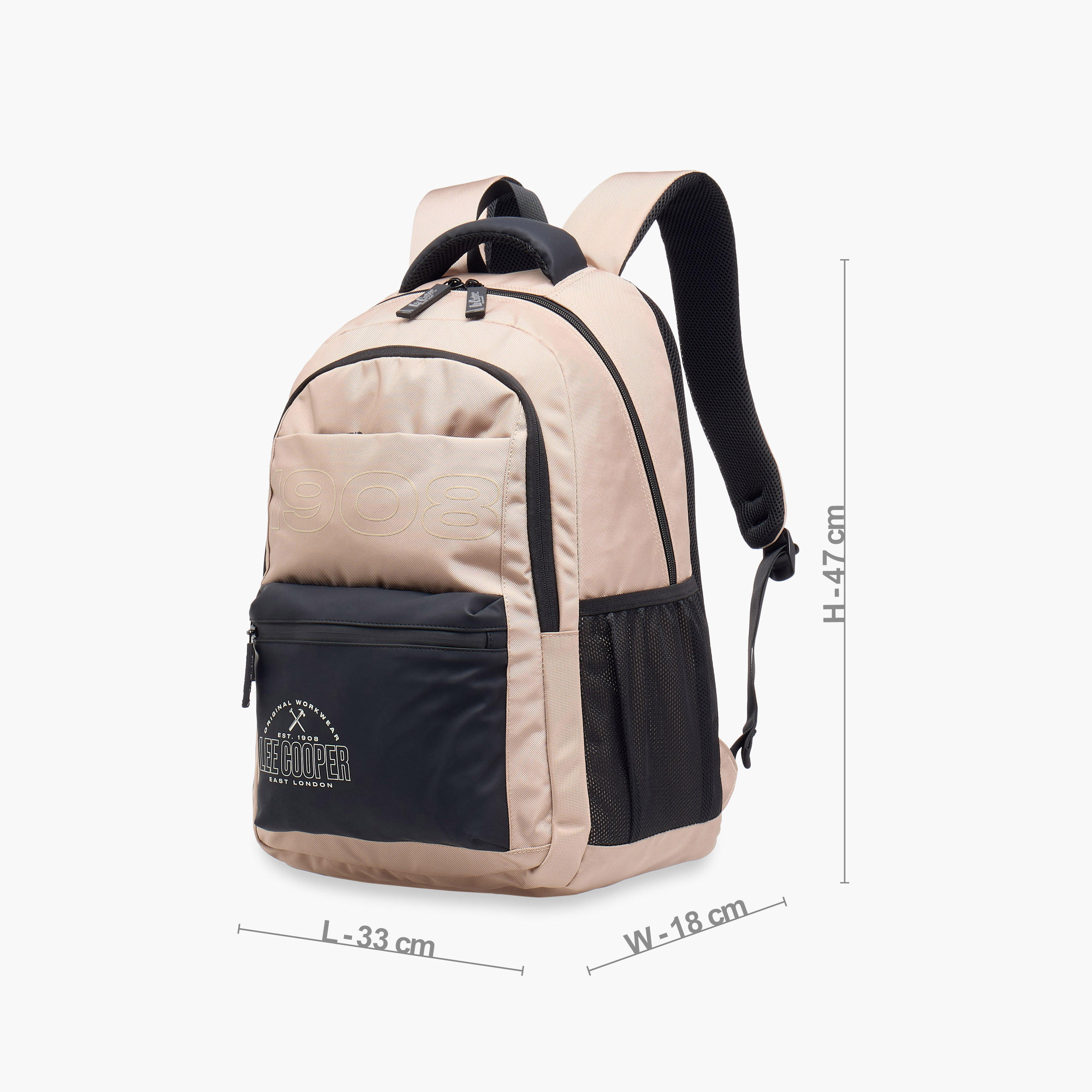 Lee Cooper Logo Print School Backpack with Adjustable Straps and Zip Closure - 18x33x47 cm-school-bagsandbackpacks-backpacks-image-3