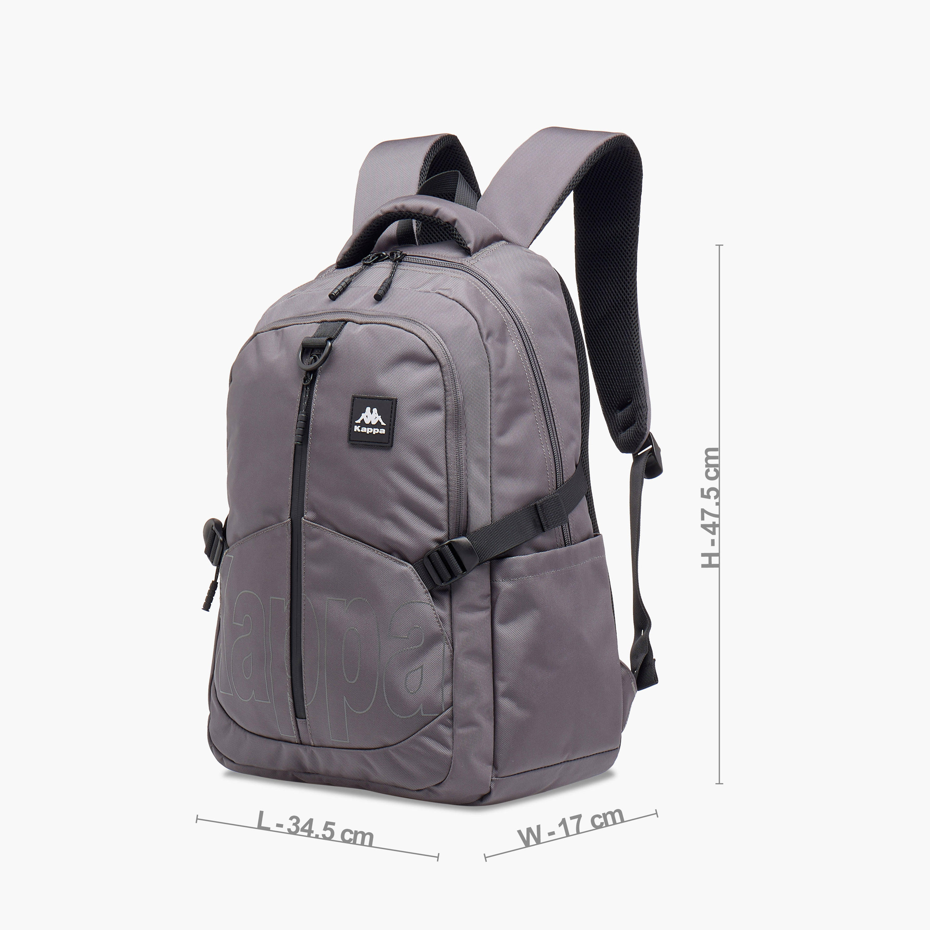 Kappa Logo Print School Backpack with Adjustable Straps and Zip Closure - 17x35x48 cm-boys-accessories-bagsandbackpacks-image-4
