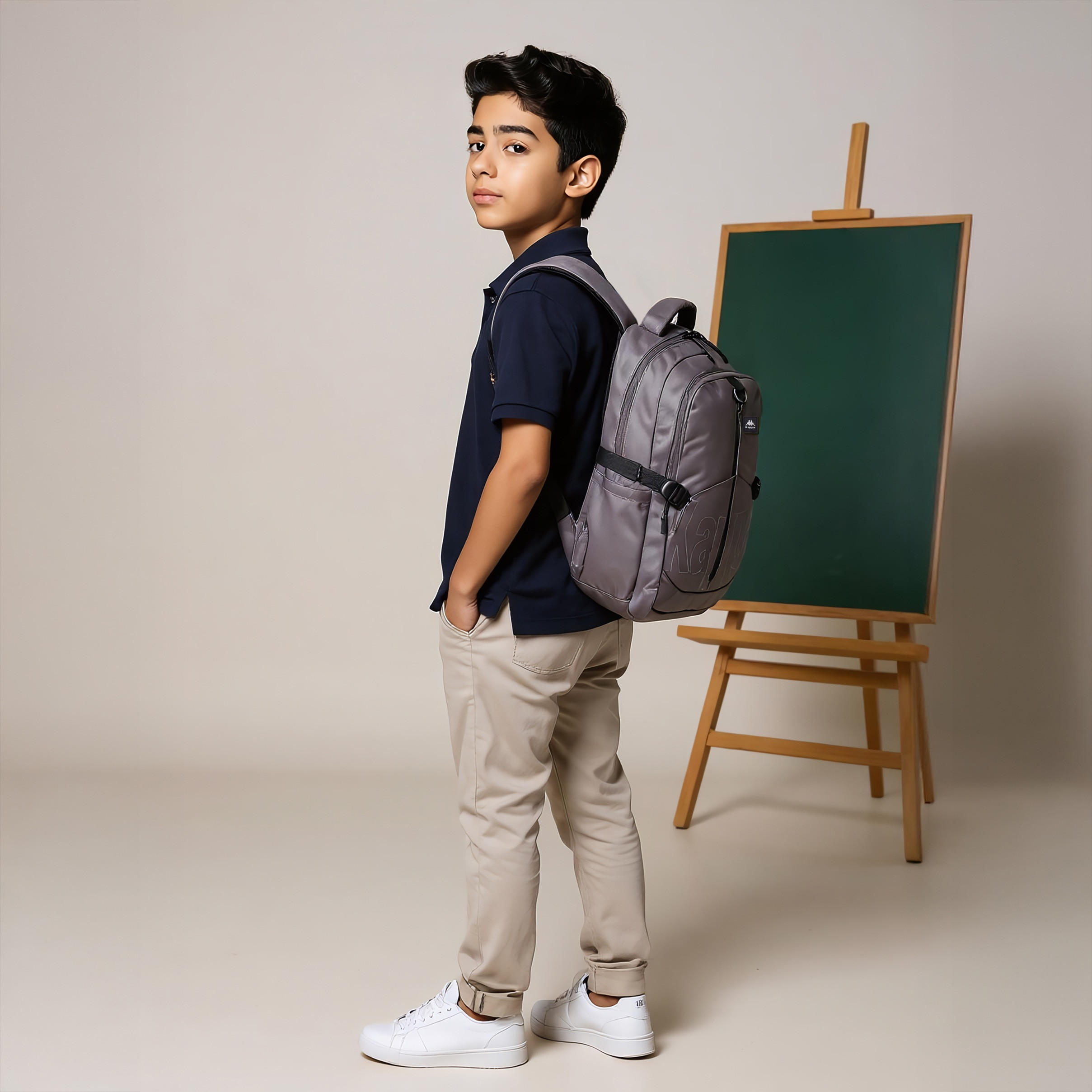 Kappa Logo Print School Backpack with Adjustable Straps and Zip Closure - 17x35x48 cm-boys-accessories-bagsandbackpacks-image-2