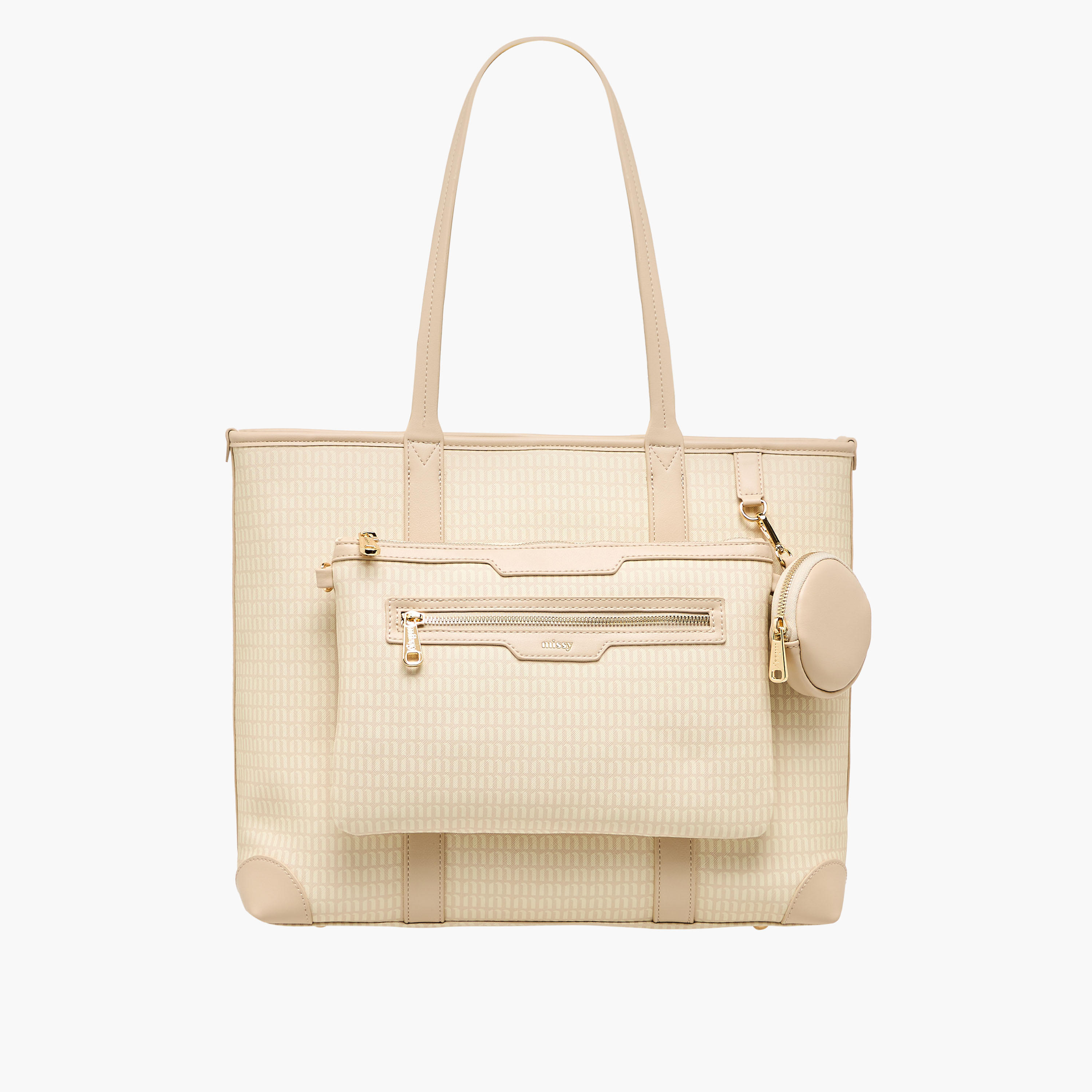 Missy Monogram Print Tote Bag with Double Handle and Detachable Pouch-women-bagsandwallets-handbags-image-1