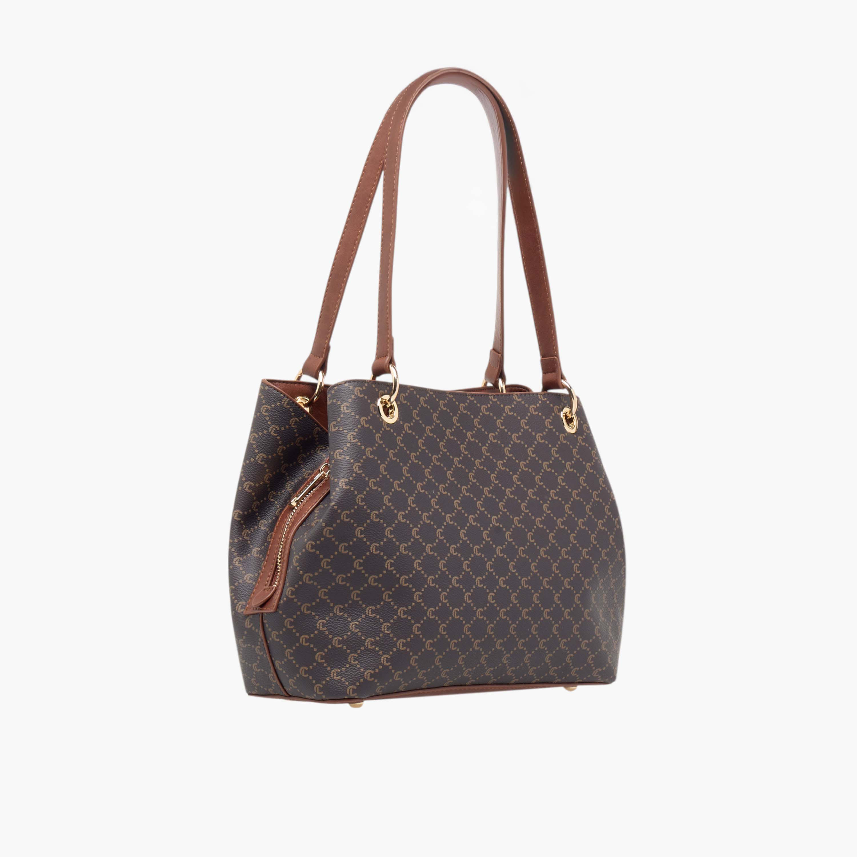 Le Confort Monogram Print Tote Bag with Detachable Strap and Zip Closure-women-bagsandwallets-handbags-image-4