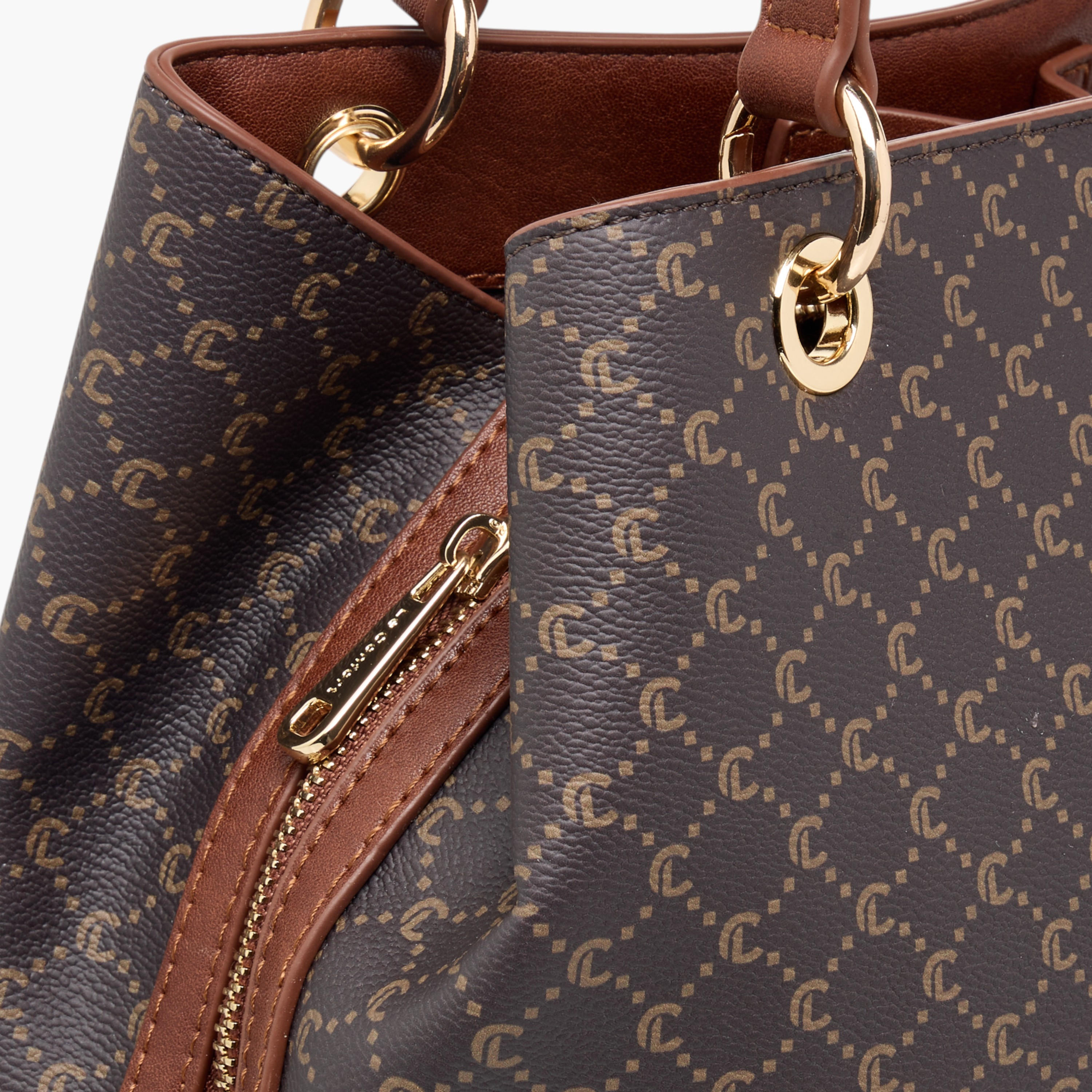 Le Confort Monogram Print Tote Bag with Detachable Strap and Zip Closure-women-bagsandwallets-handbags-image-6