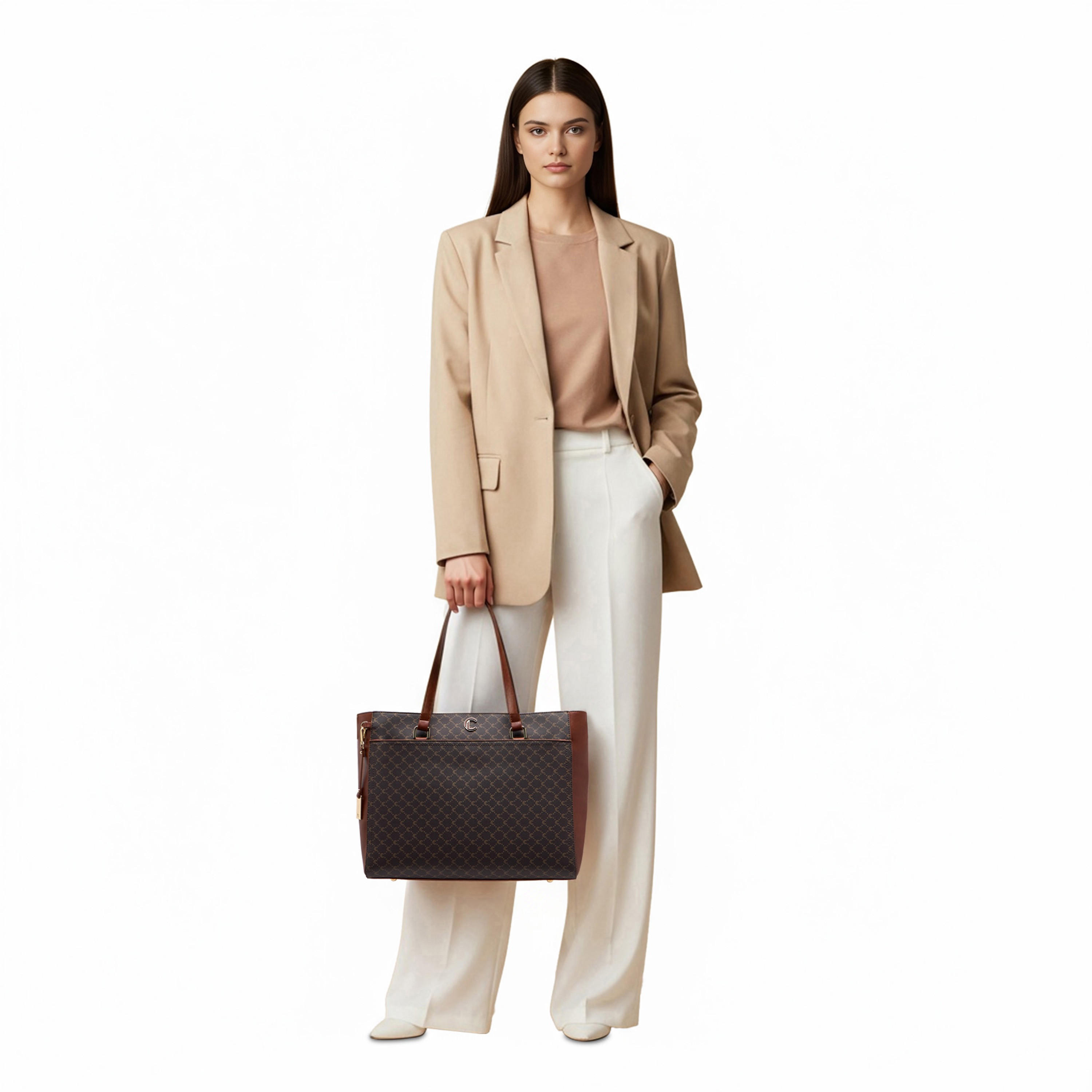 Le Confort Monogram Print Tote Bag with Clutch and Pouch-women-bagsandwallets-handbags-image-2