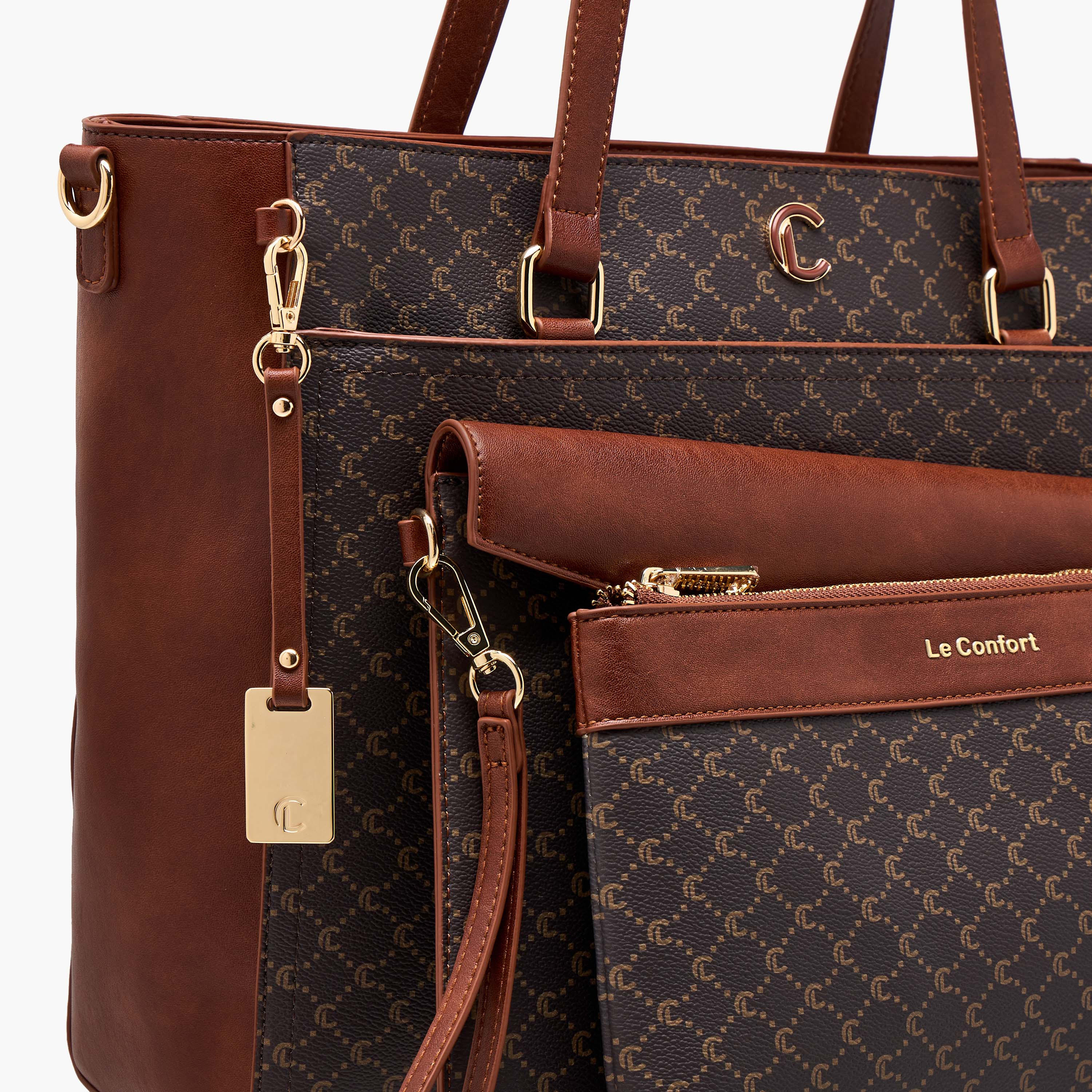 Le Confort Monogram Print Tote Bag with Clutch and Pouch-women-bagsandwallets-handbags-image-9
