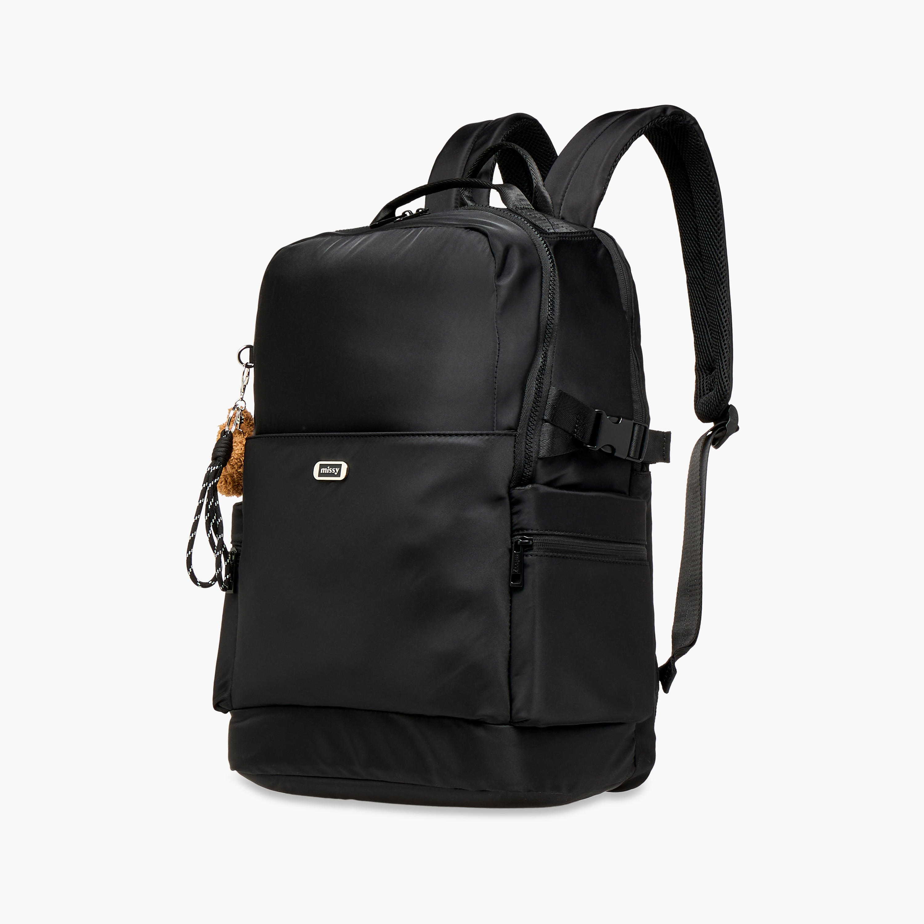 شنطة ظهر سادة بأحزمة كتف قابلة للتعديل وسحاب إغلاق من ميسي - 29x32x48 سم-women-bagsandwallets-backpacks-image-2