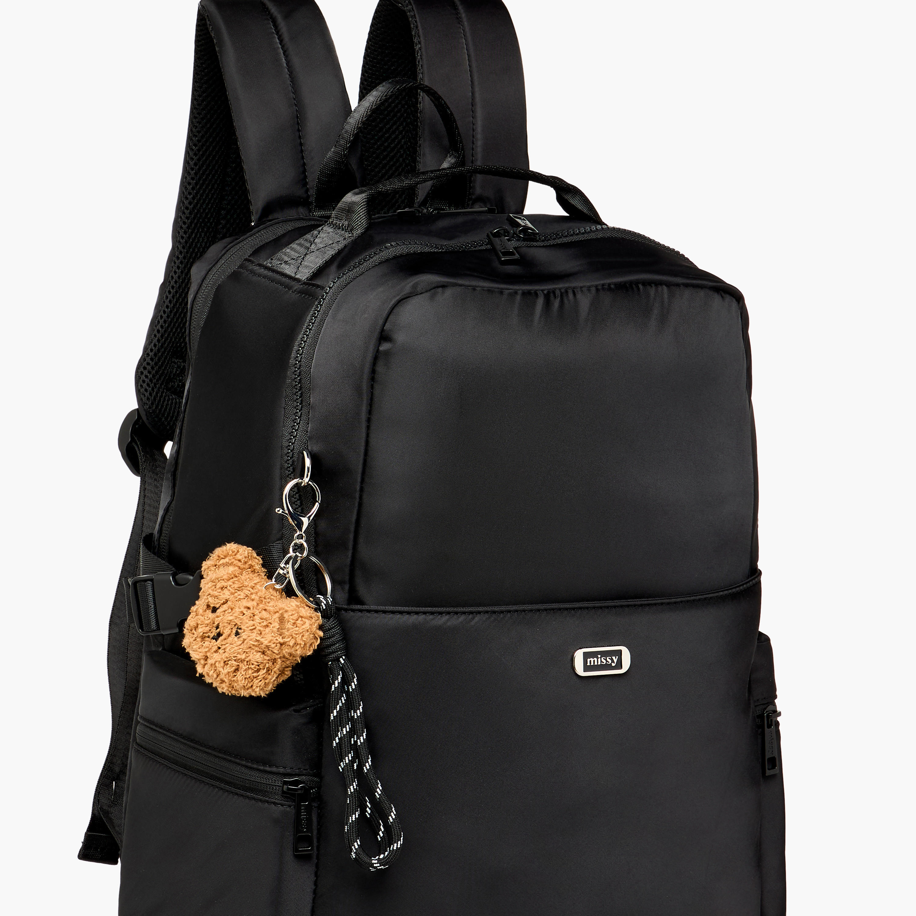 شنطة ظهر سادة بأحزمة كتف قابلة للتعديل وسحاب إغلاق من ميسي - 29x32x48 سم-women-bagsandwallets-backpacks-image-5