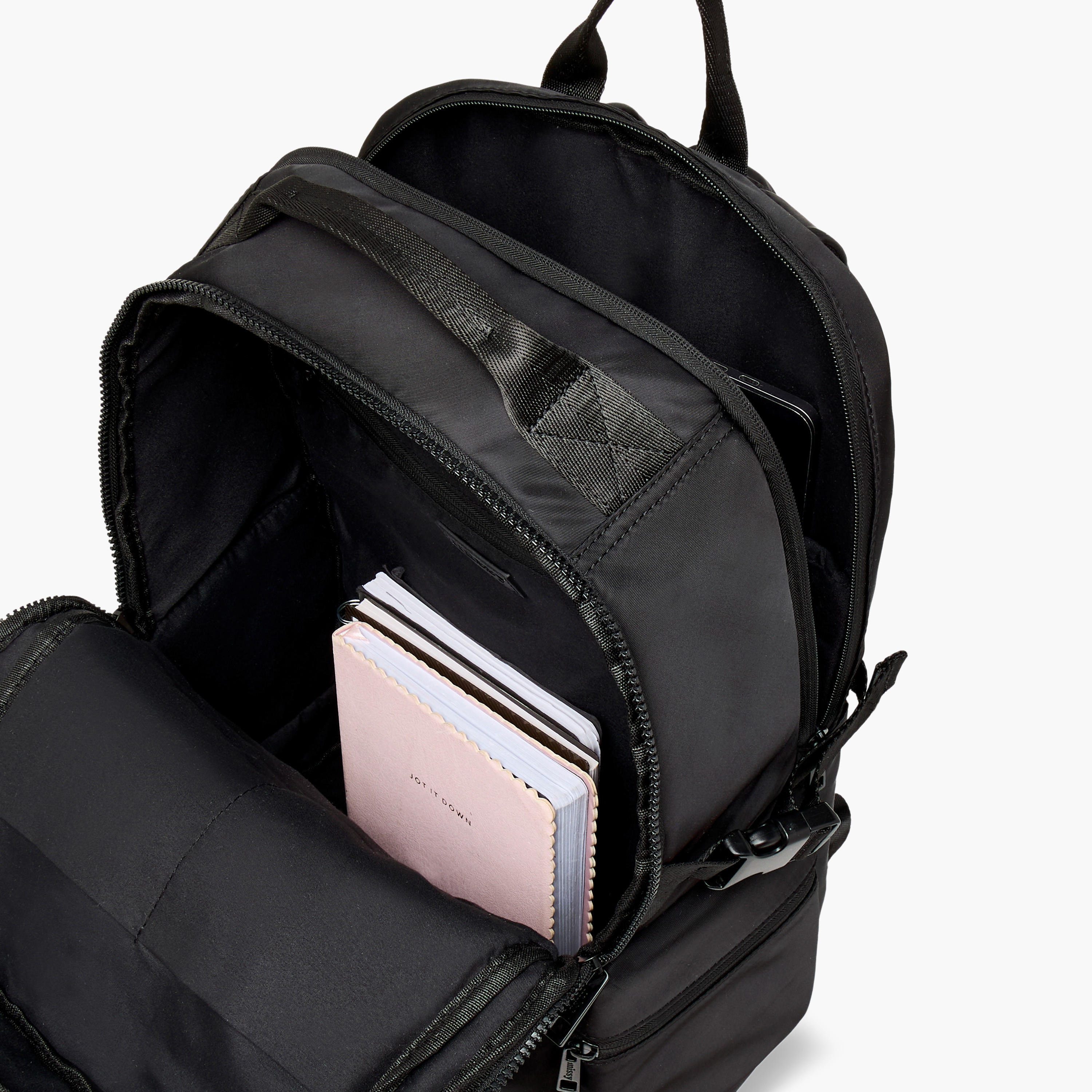 شنطة ظهر سادة بأحزمة كتف قابلة للتعديل وسحاب إغلاق من ميسي - 29x32x48 سم-women-bagsandwallets-backpacks-image-9