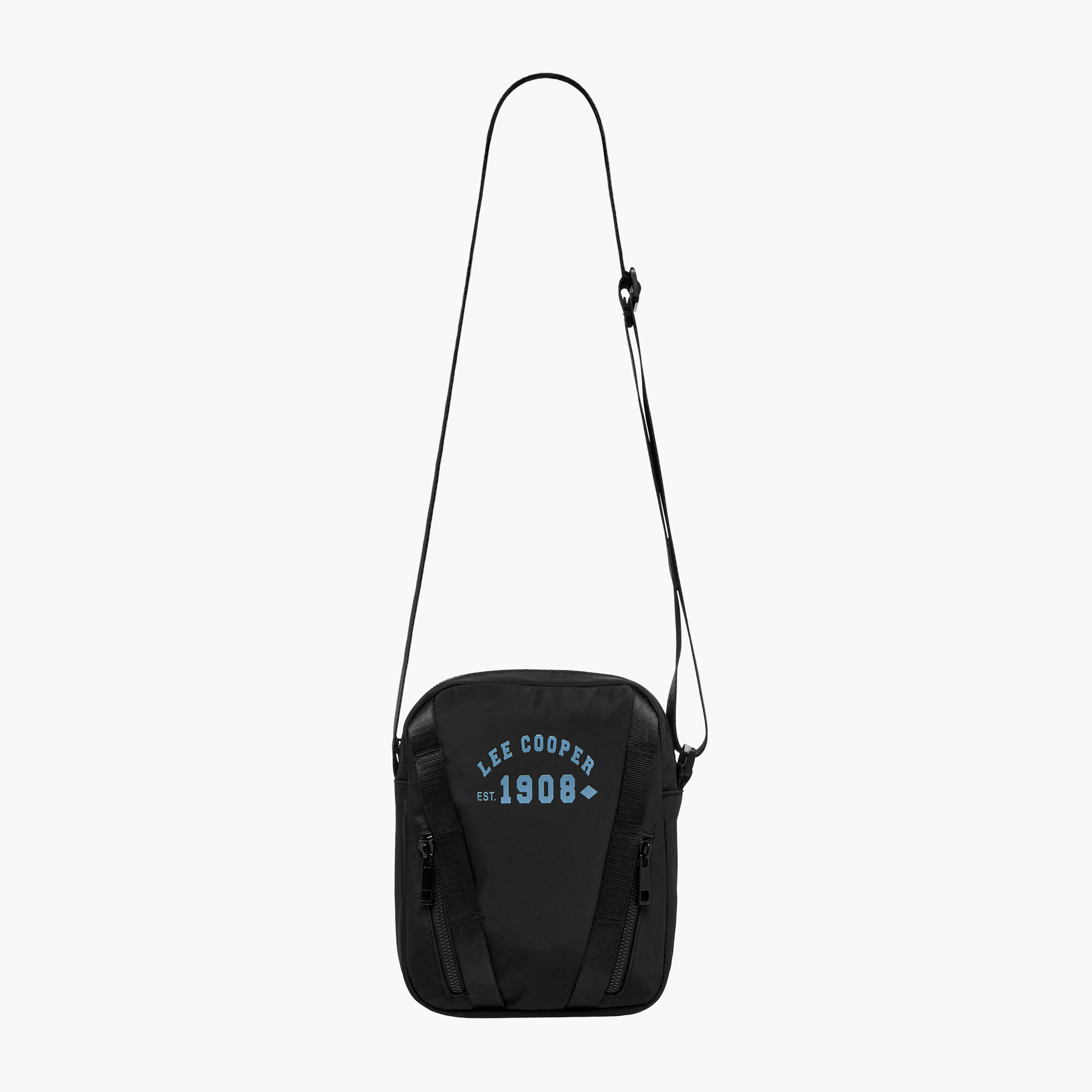 Lee Cooper Logo Print Crossbody Bag with Adjustable Strap and Zip Closure-travel-accessories-image-3