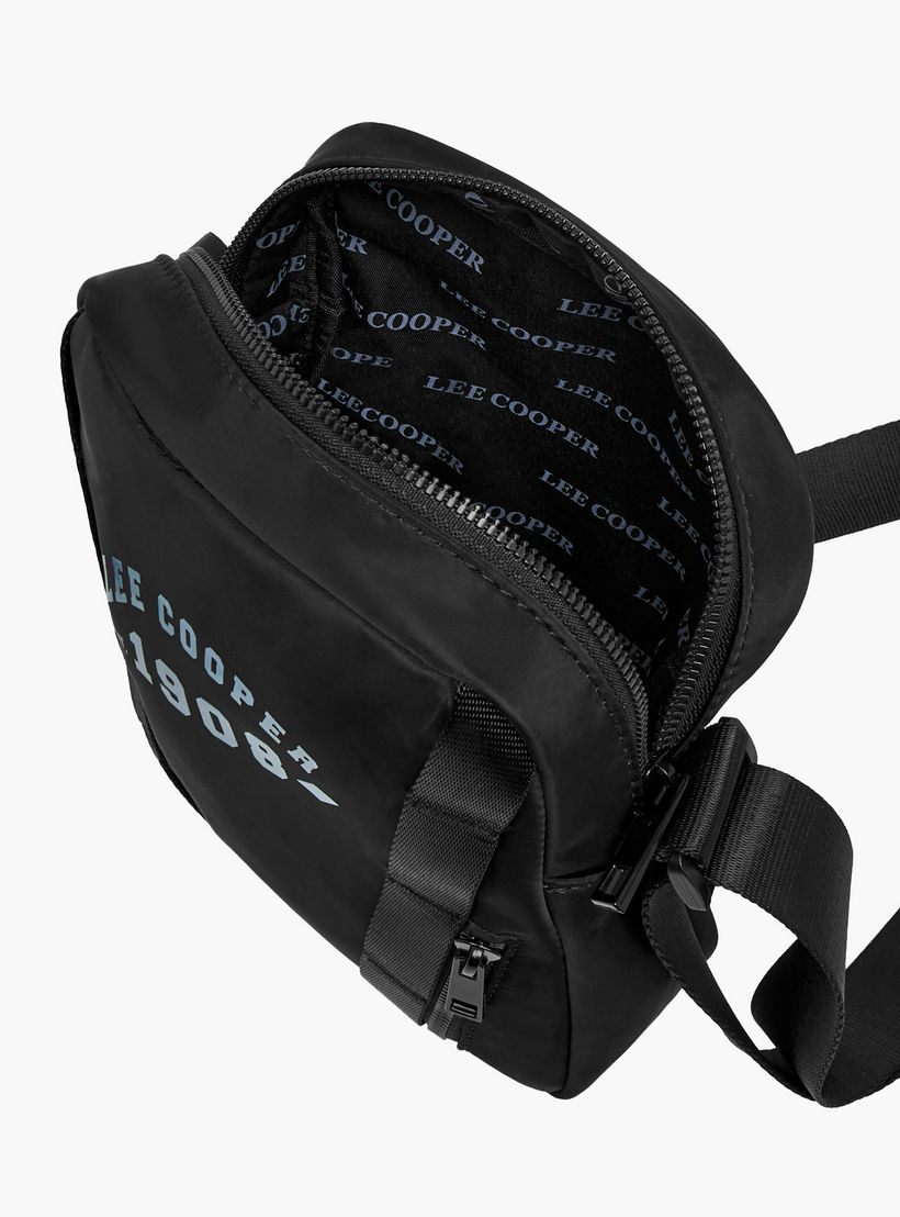 Lee Cooper Logo Print Crossbody Bag with Adjustable Strap and Zip Closure-travel-accessories-image-8