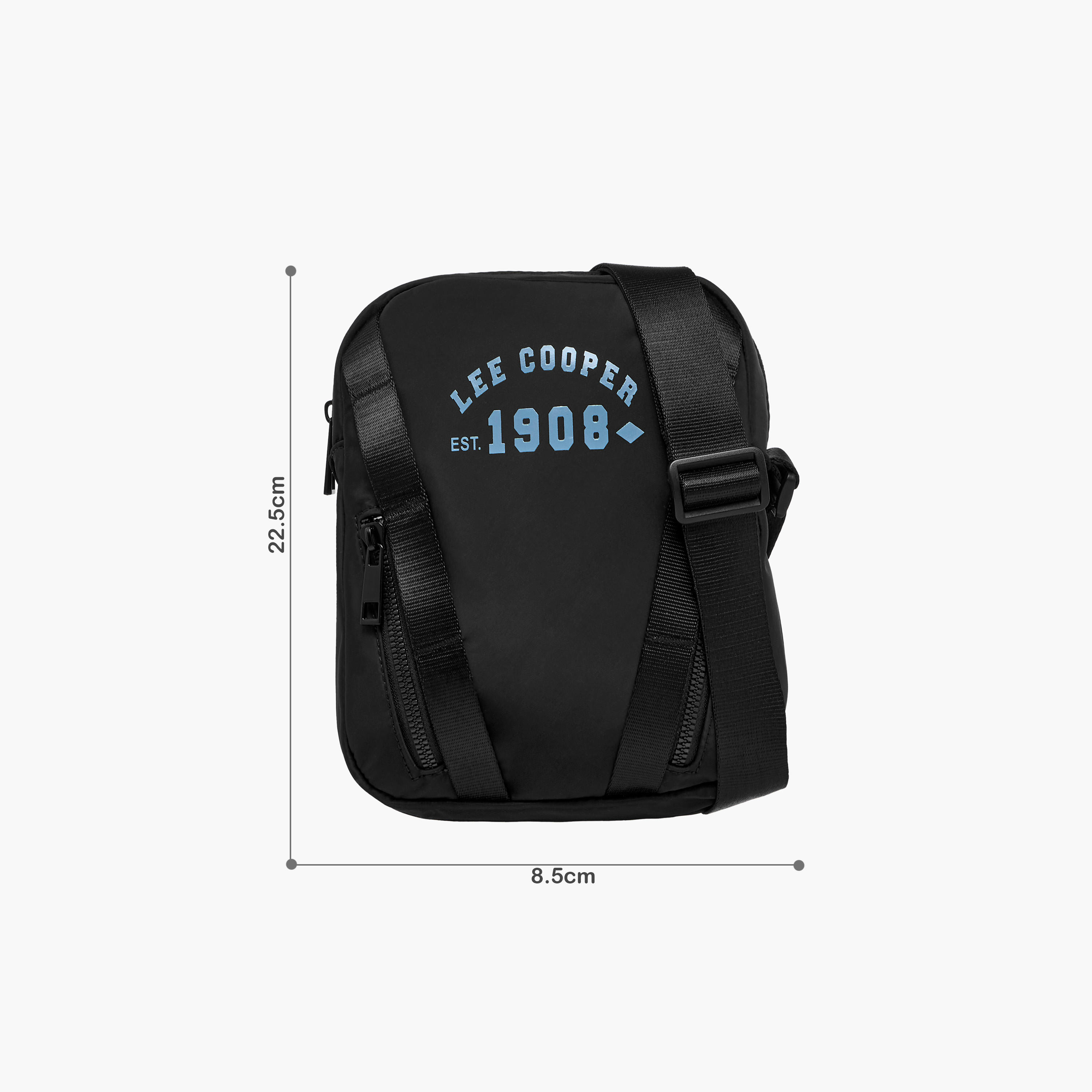 Lee Cooper Logo Print Crossbody Bag with Adjustable Strap and Zip Closure-travel-accessories-image-2