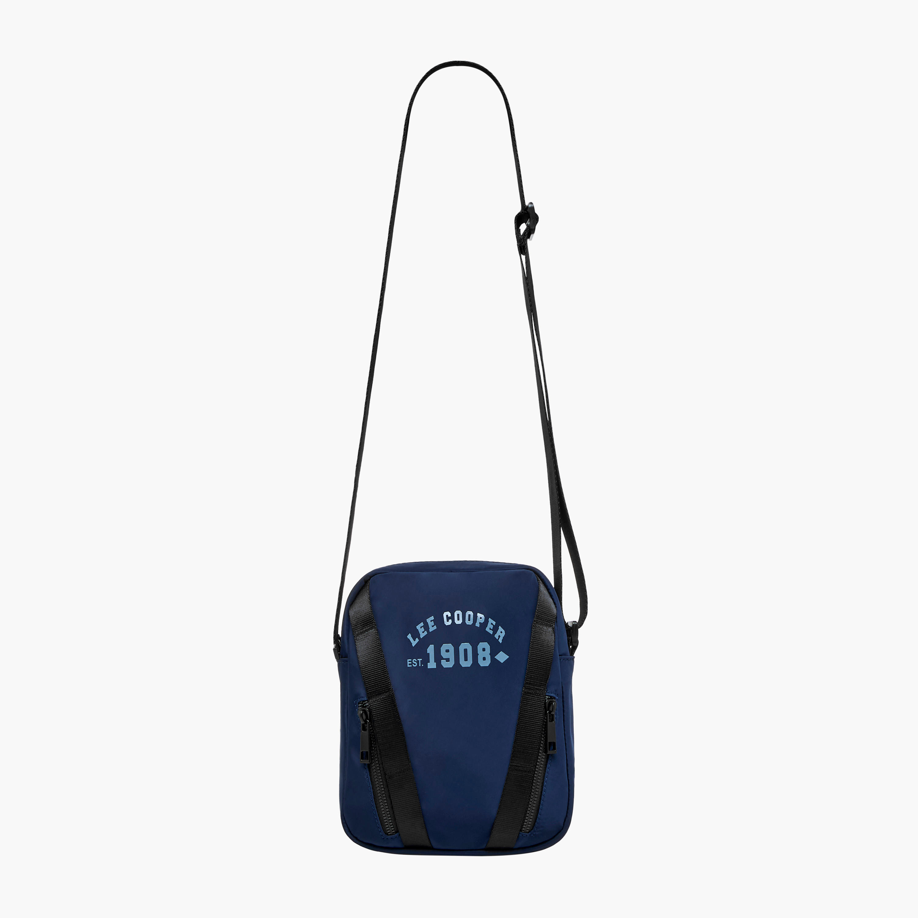 Lee Cooper Logo Print Crossbody Bag with Adjustable Strap and Zip Closure-travel-accessories-image-3