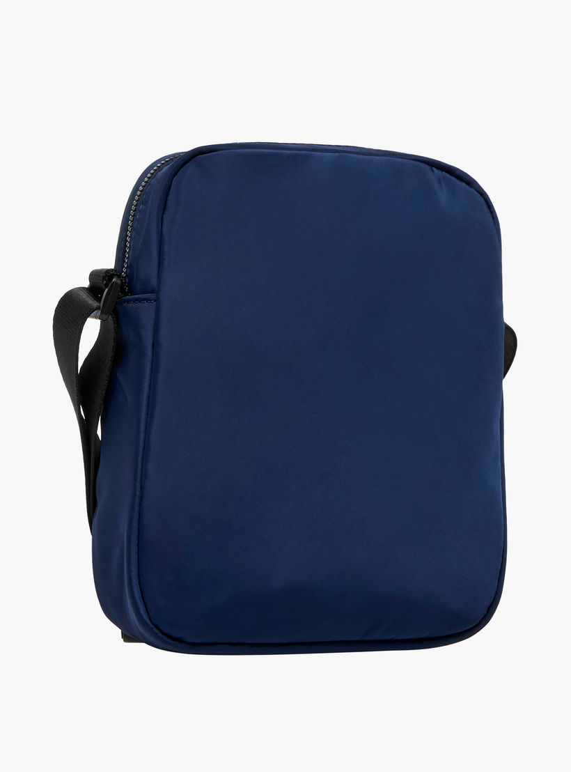 Lee Cooper Logo Print Crossbody Bag with Adjustable Strap and Zip Closure-travel-accessories-image-4
