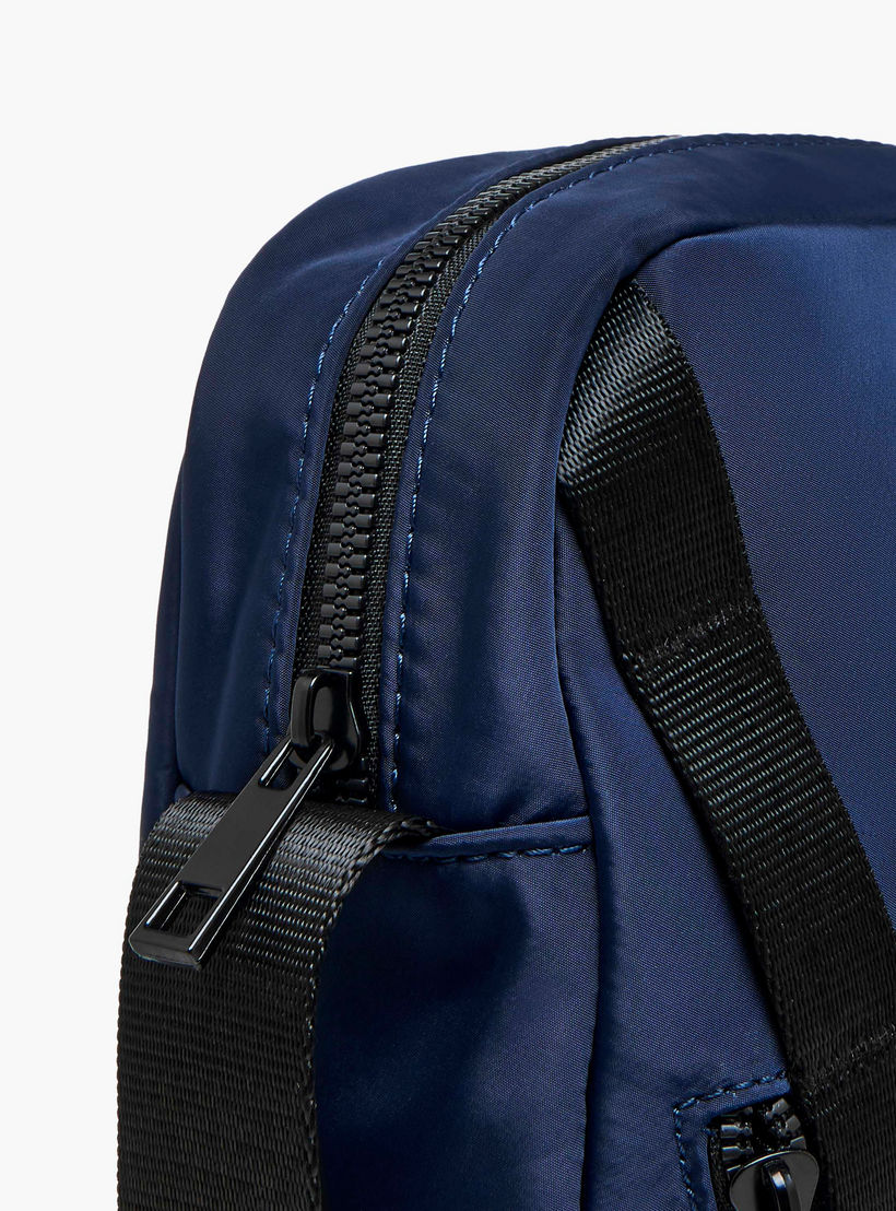 Lee Cooper Logo Print Crossbody Bag with Adjustable Strap and Zip Closure-travel-accessories-image-6