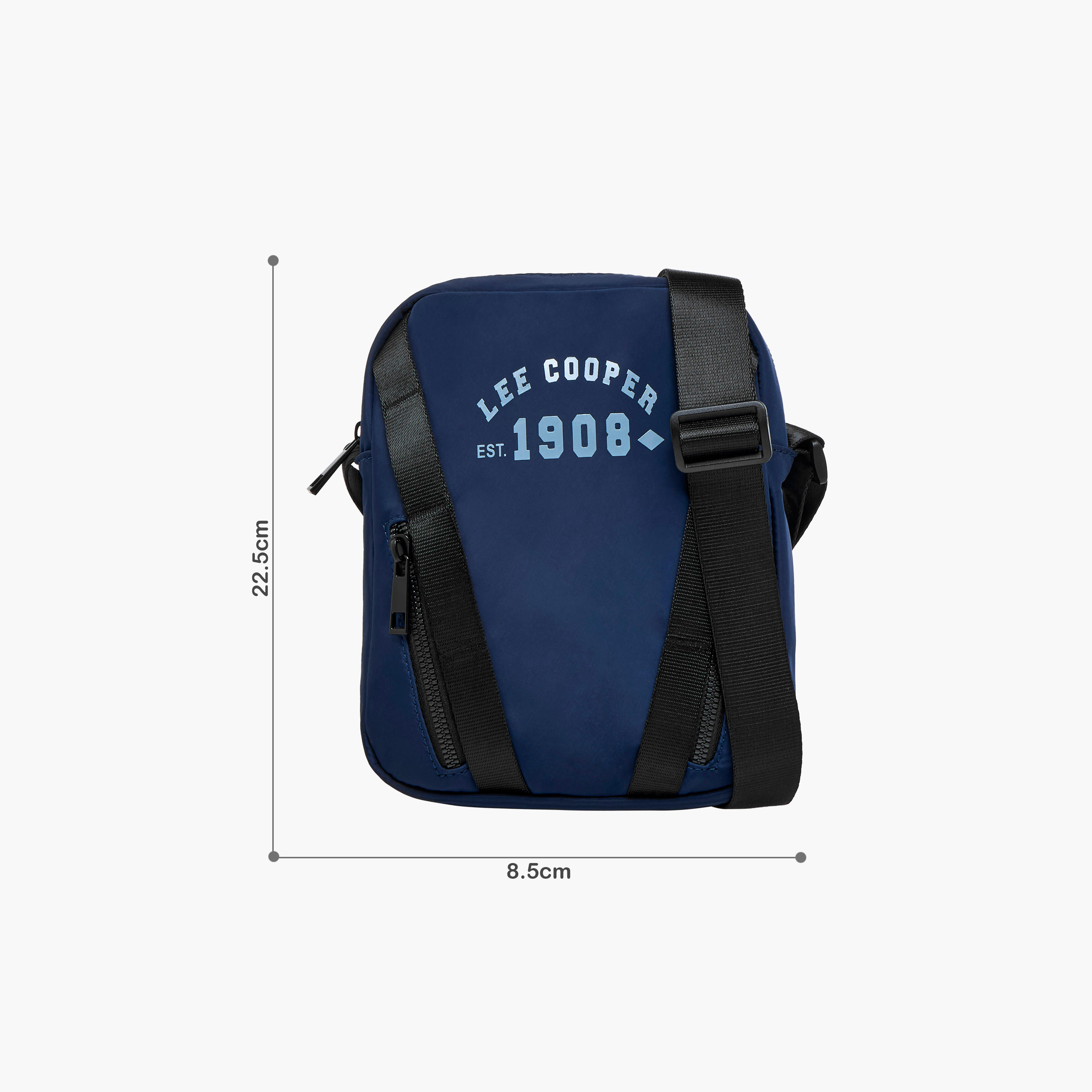 Lee Cooper Logo Print Crossbody Bag with Adjustable Strap and Zip Closure-travel-accessories-image-2