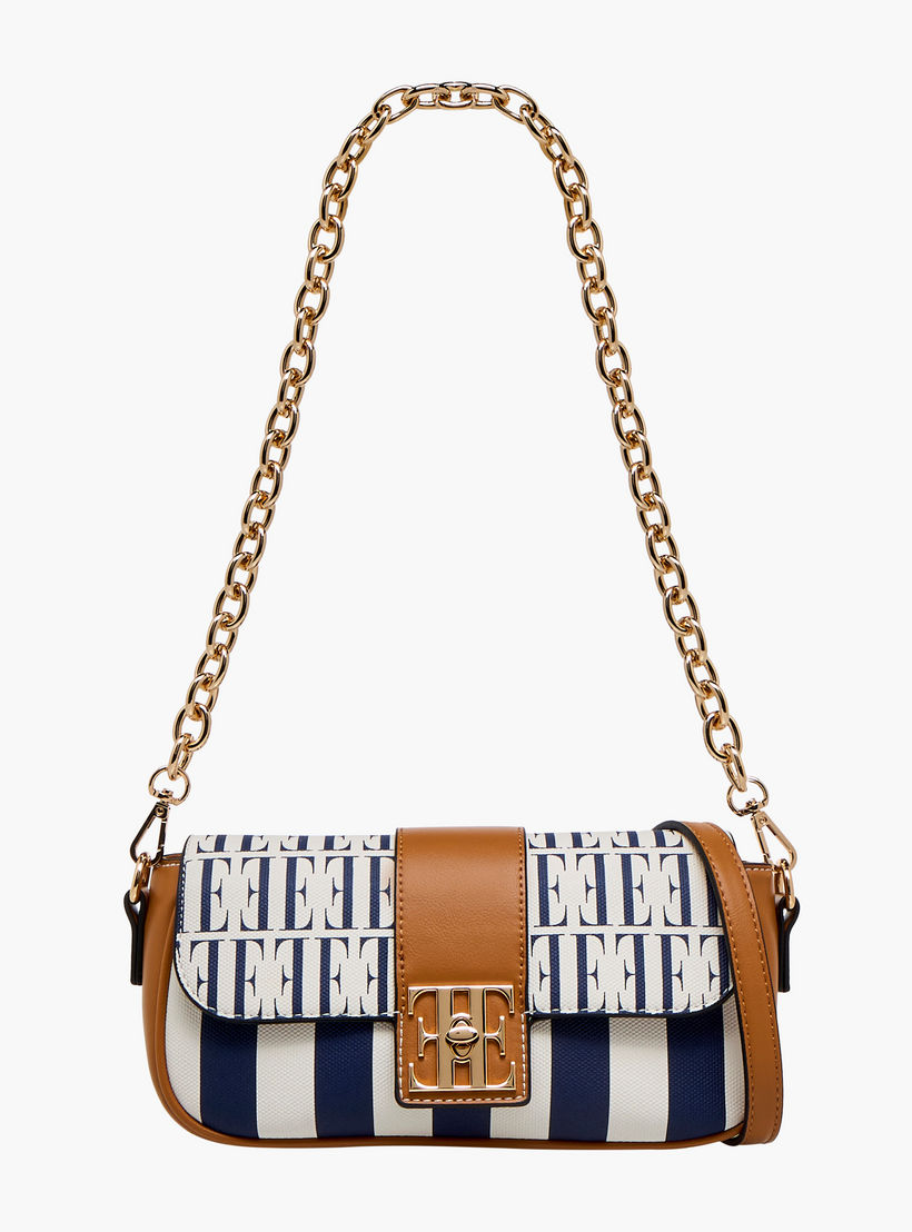 Elle Monogram Print Crossbody Bag with Chain Strap and Twist Lock Closure-women-bagsandwallets-handbags-image-1
