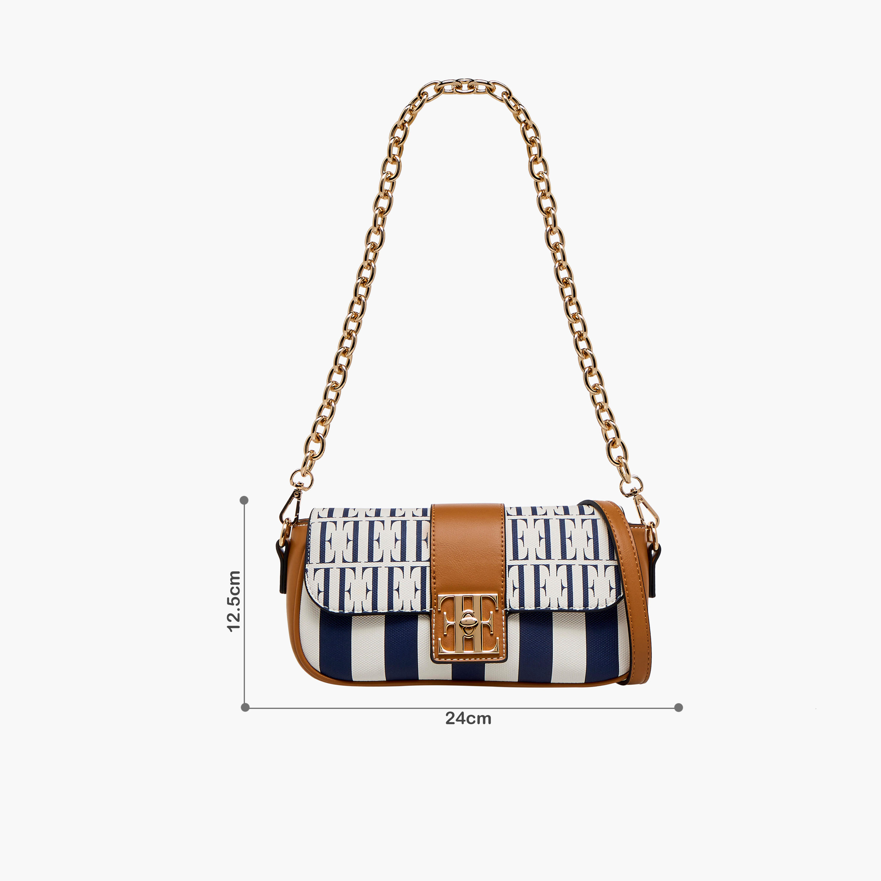Elle Monogram Print Crossbody Bag with Chain Strap and Twist Lock Closure-women-bagsandwallets-handbags-image-2