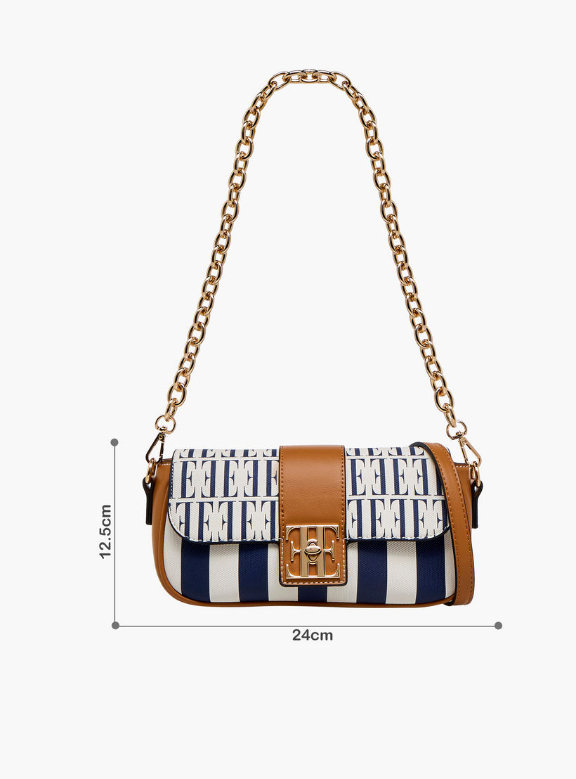Elle Monogram Print Crossbody Bag with Chain Strap and Twist Lock Closure-women-bagsandwallets-handbags-image-2