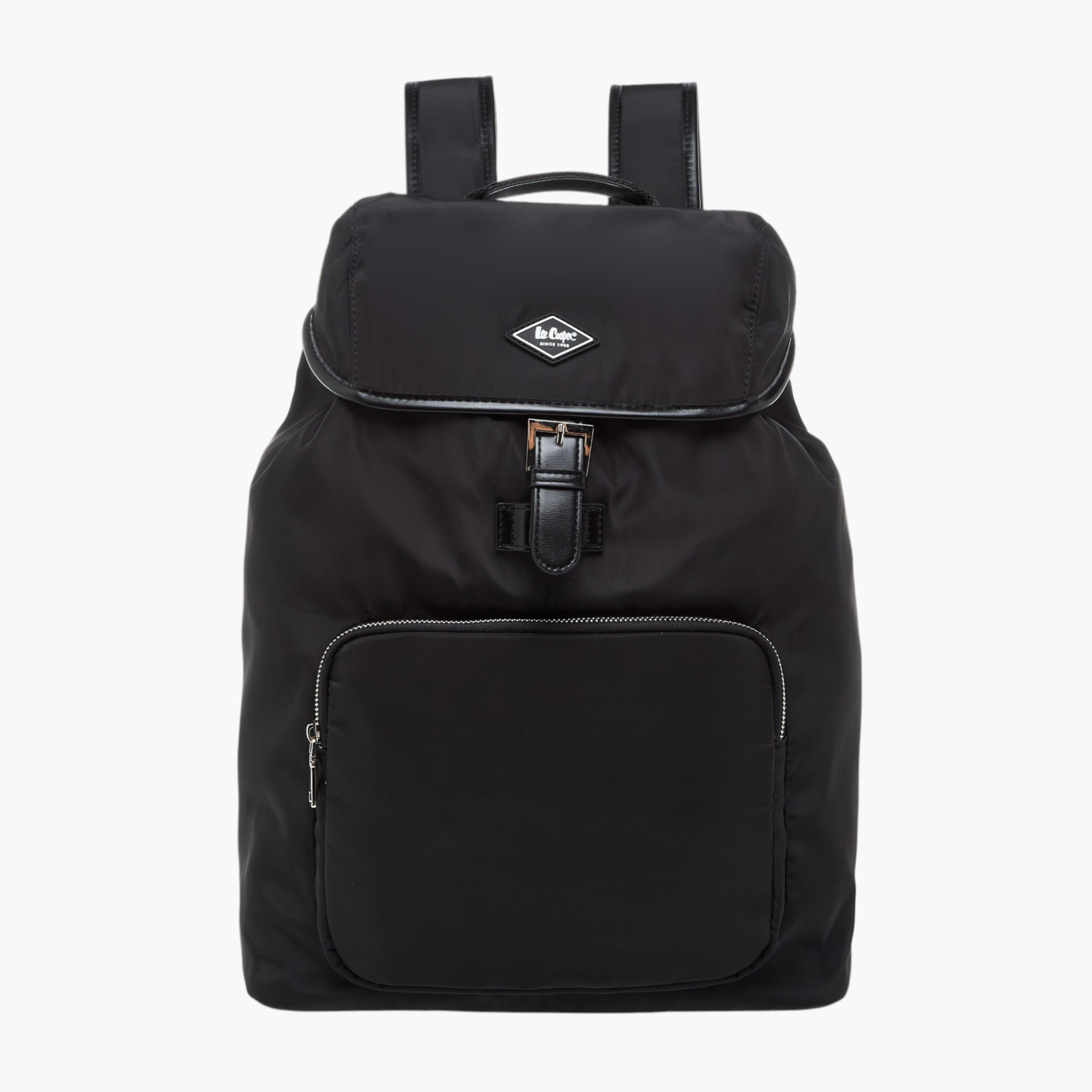 Lee Cooper Solid Backpack with Adjustable Straps - 33x15x43 cm-women-bagsandwallets-backpacks-image-1