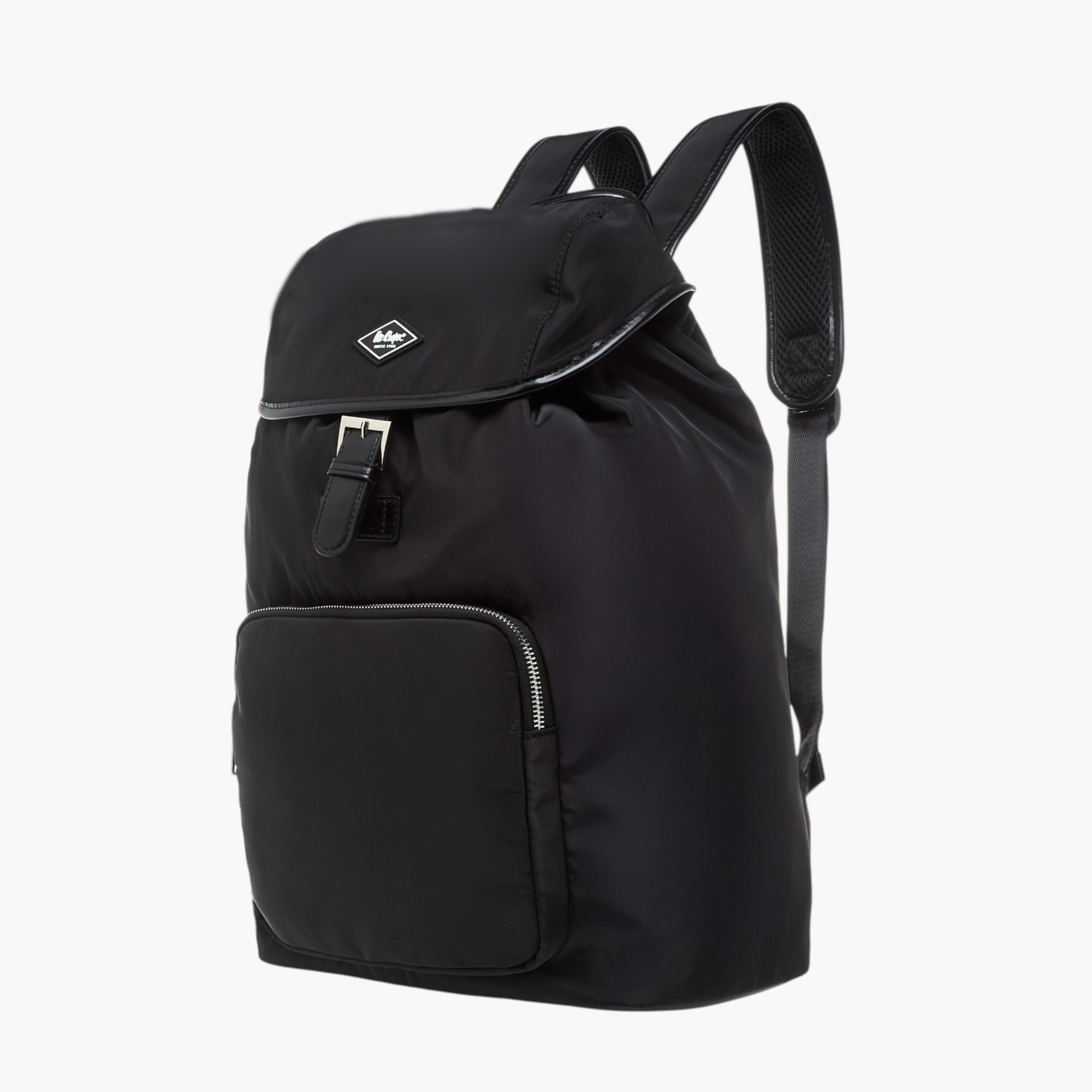 Lee Cooper Solid Backpack with Adjustable Straps - 33x15x43 cm-women-bagsandwallets-backpacks-image-2