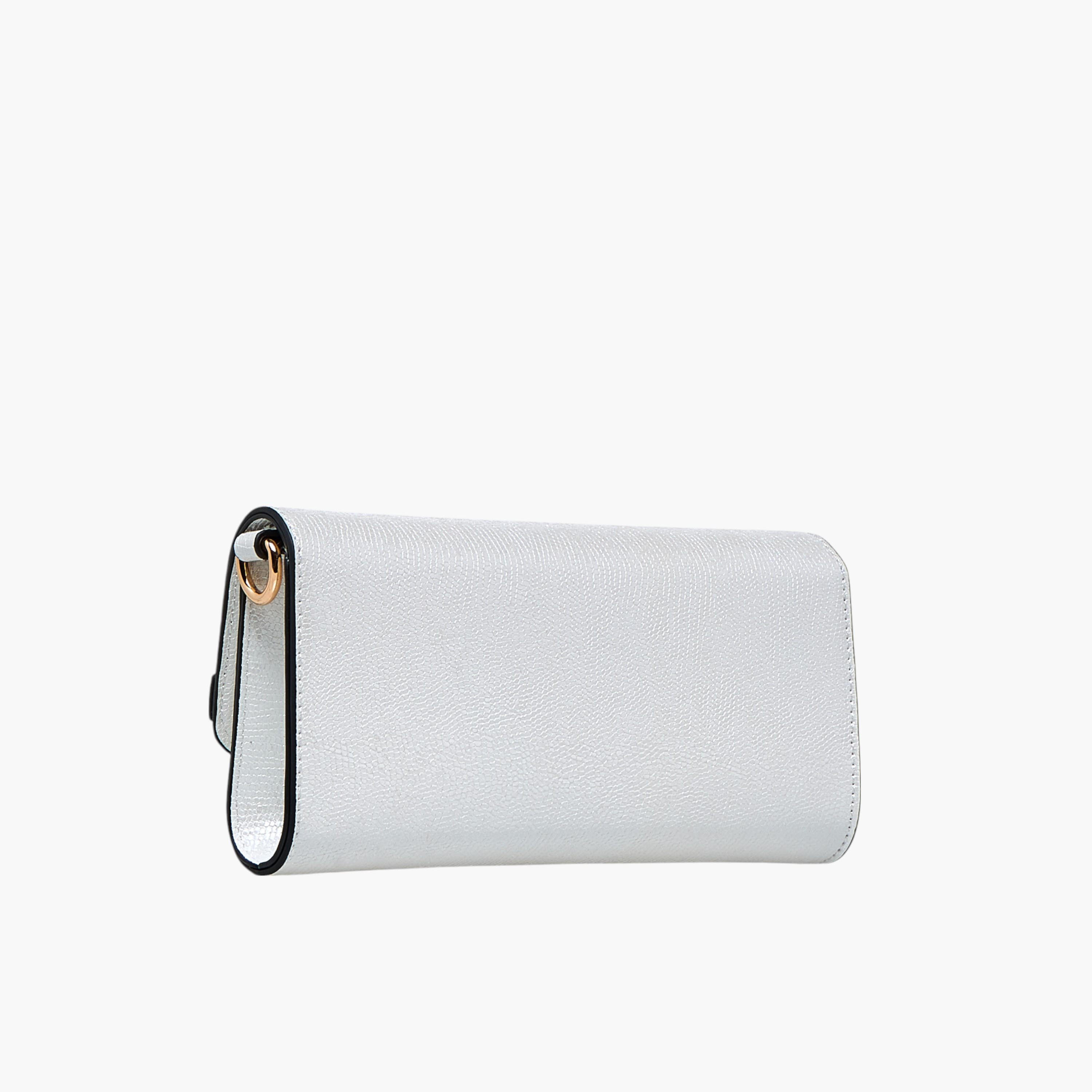 Celeste Metallic Textured Crossbody Bag with Chain Strap and Button Closure-women-bagsandwallets-handbags-image-5