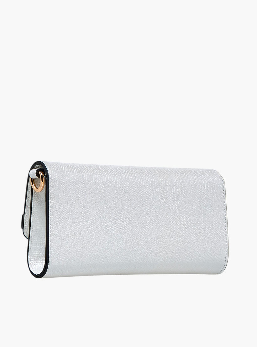 Celeste Metallic Textured Crossbody Bag with Chain Strap and Button Closure-women-bagsandwallets-handbags-image-5