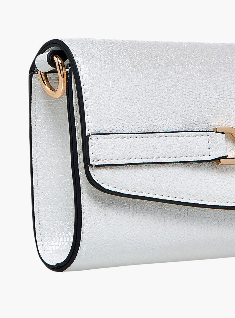 Celeste Metallic Textured Crossbody Bag with Chain Strap and Button Closure-women-bagsandwallets-handbags-image-7